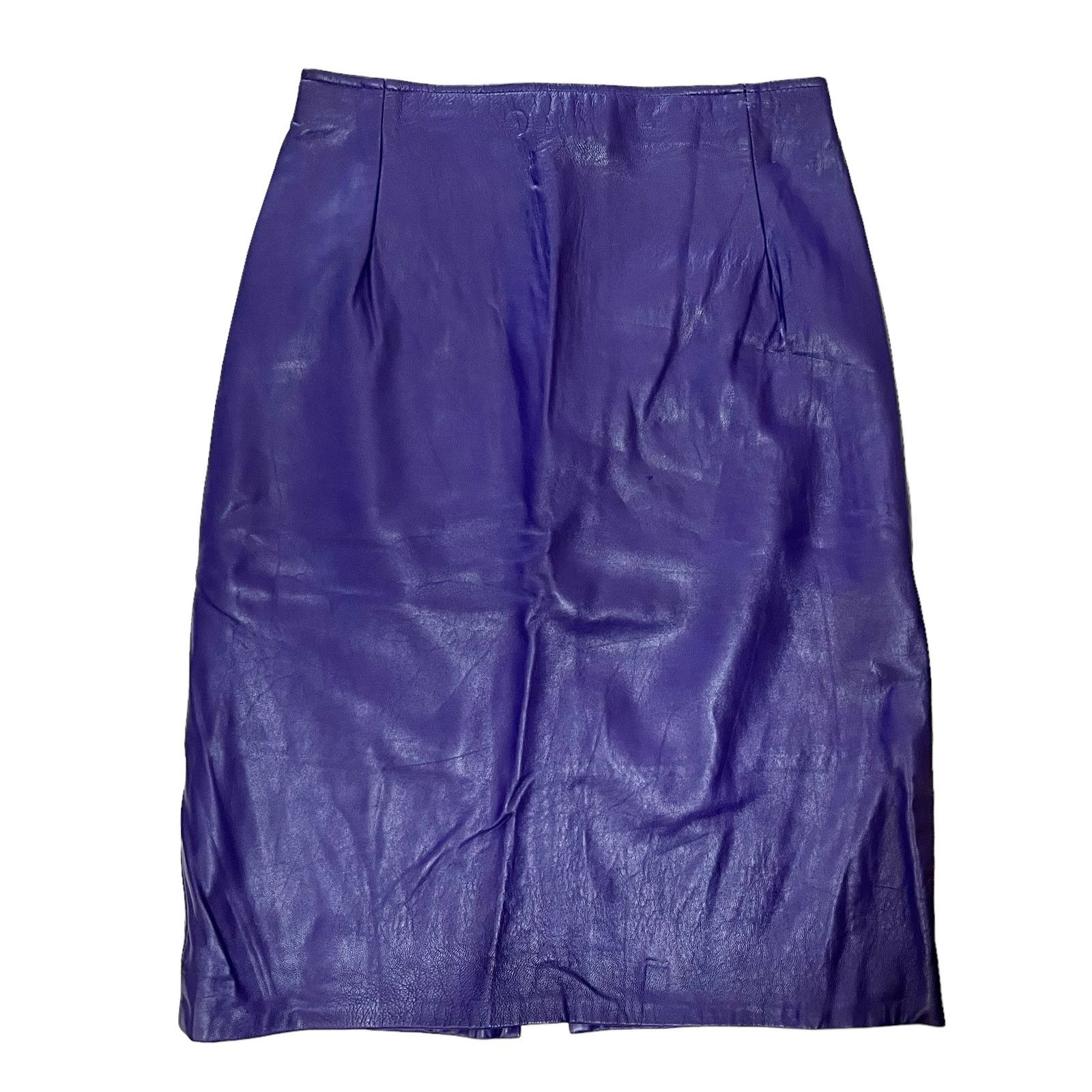 Firenze Santa Barbara Purple High-Waist Leather Pencil Skirt