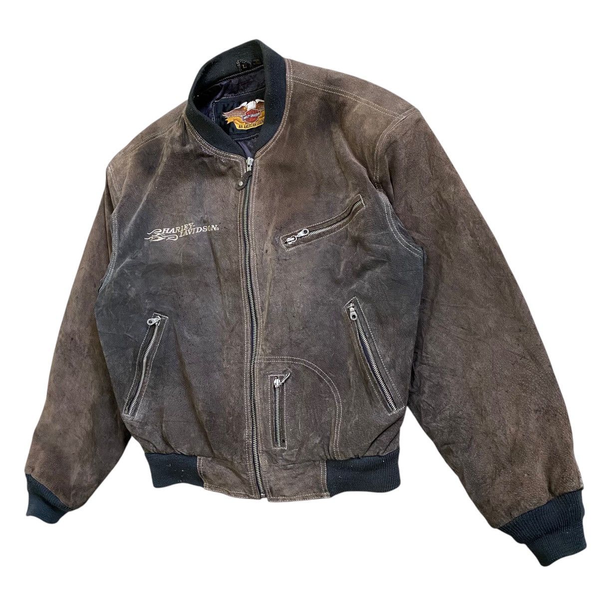 Harley Davidson 💥HARLEY DAVIDSON SUEDE LEATHER BOMBER JACKET Size US L / EU 52-54 / 3 - 4 Thumbnail
