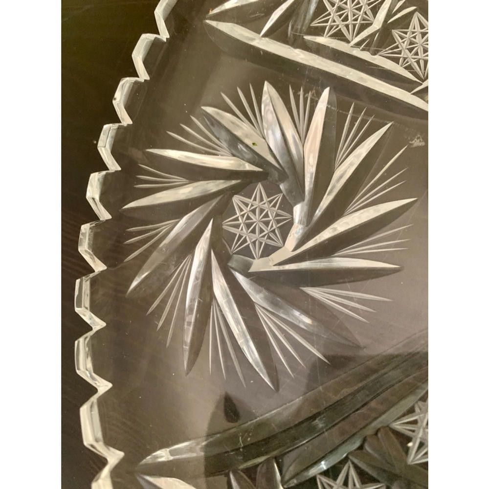 Designer Brilliant Cut Glass - Vintage Cut Crystal Platter Size ONE SIZE - 3 Thumbnail