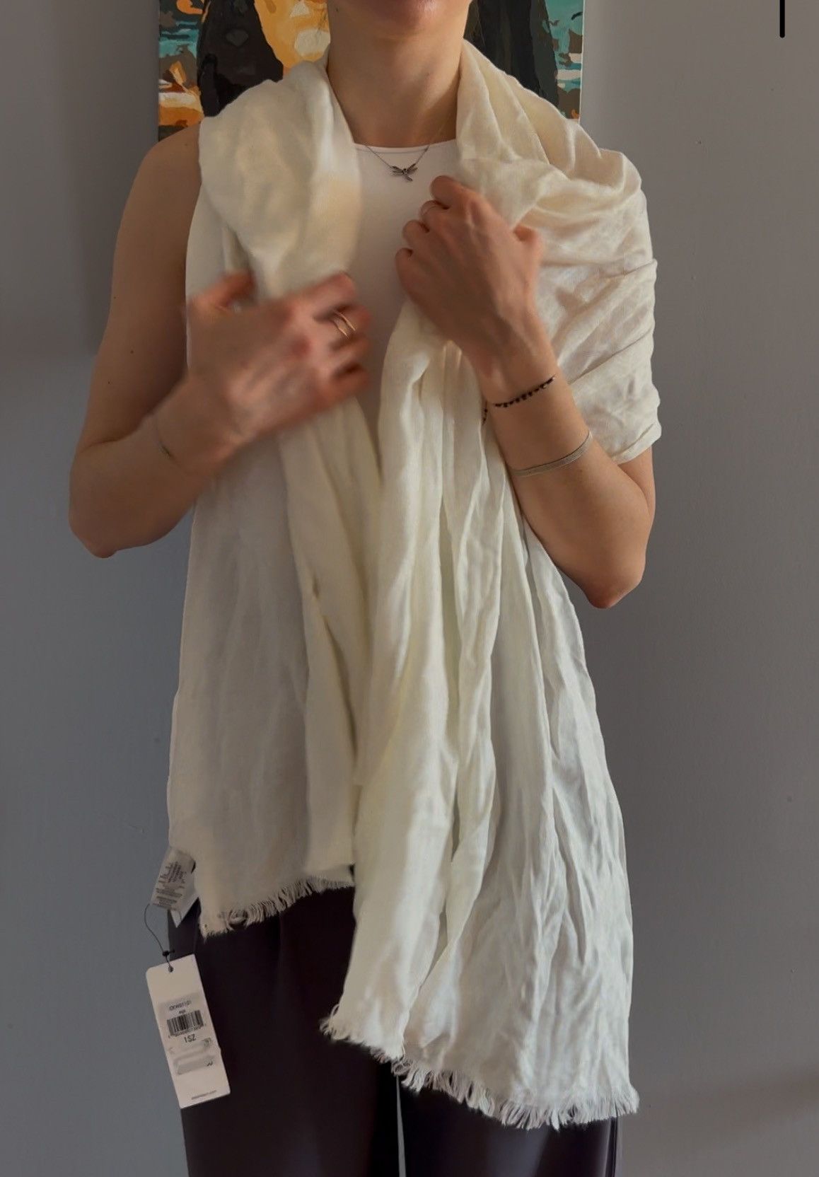 Calvin Klein New Calvin Klein White Scarf – Elegant & Soft Size ONE SIZE - 4 Thumbnail