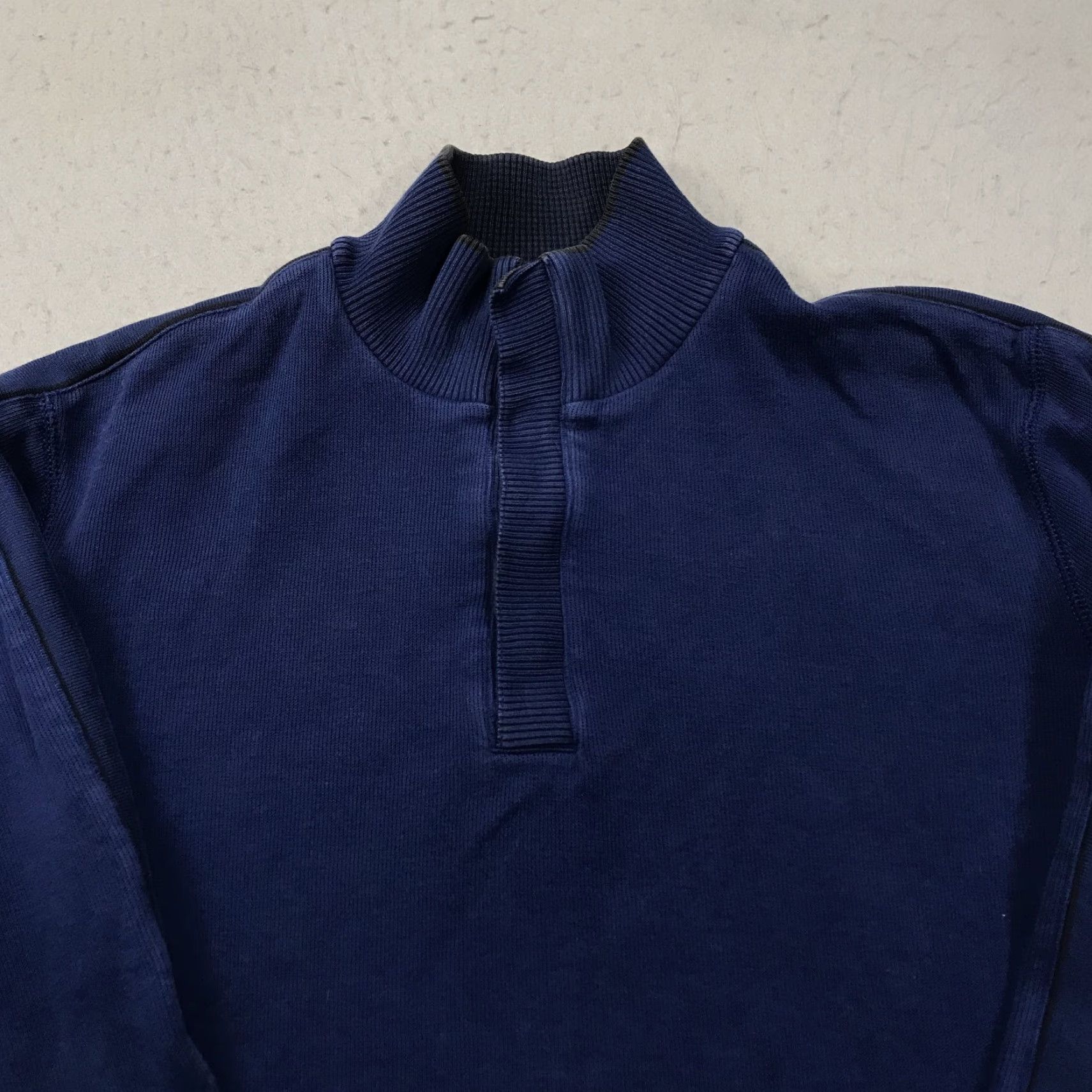 Hugo Boss HUGO BOSS Sweater Mens XL Blue Mock Neck 100% Cotton Logo Pullover Knit Solid Designer Shirt Size US XL / EU 56 / 4 - 2 Thumbnail