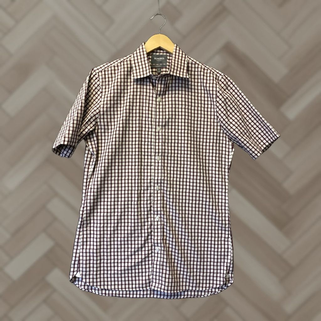 Bonobos Bonobos Slim Fit Button Down Shirt Mens Large Red Check Short Sleeve Casual Size US L / EU 52-54 / 3 - 1 Thumbnail