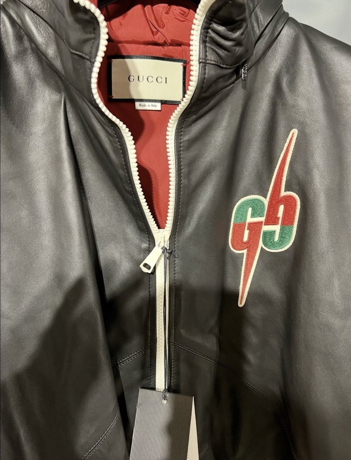Gucci New $5400 Gucci GG Blade Black Red Leather Jacket 46 Size US S / EU 44-46 / 1 - 11 Thumbnail