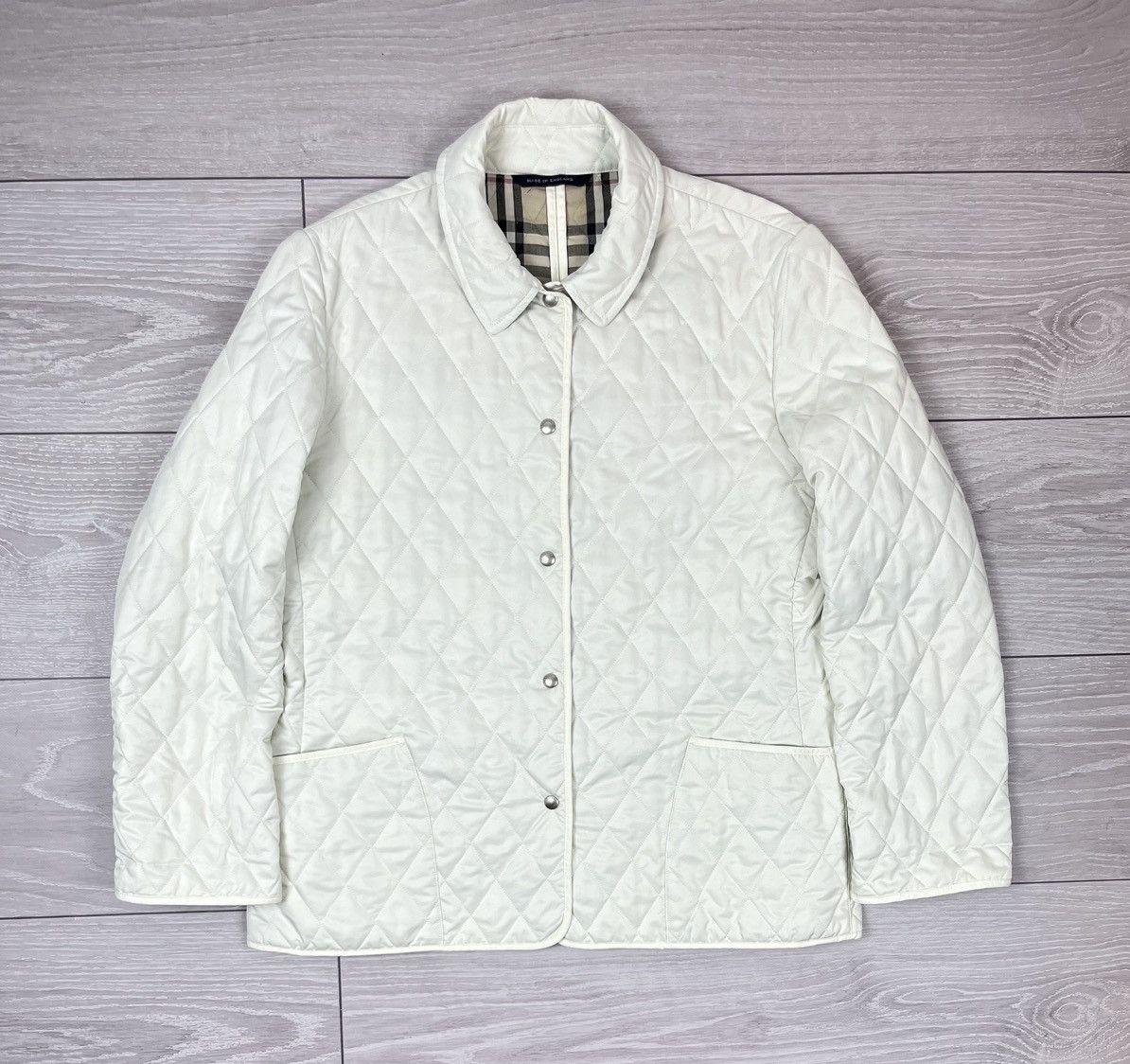 Burberry Burberry London White Quilted Nova Check Womens Jacket Size L / US 10 / IT 46 - 2 Thumbnail