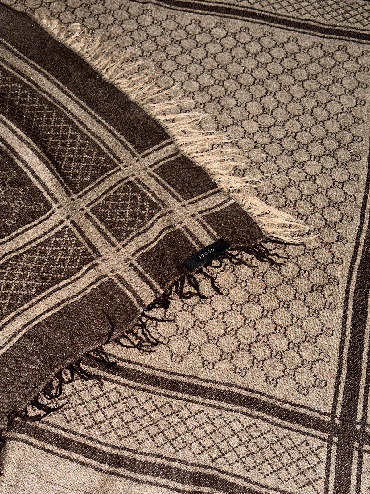 Gucci GUCCI 2007 Silver Thread GG Monogram Wool Silk Scarf Demna Size ONE SIZE - 11 Thumbnail