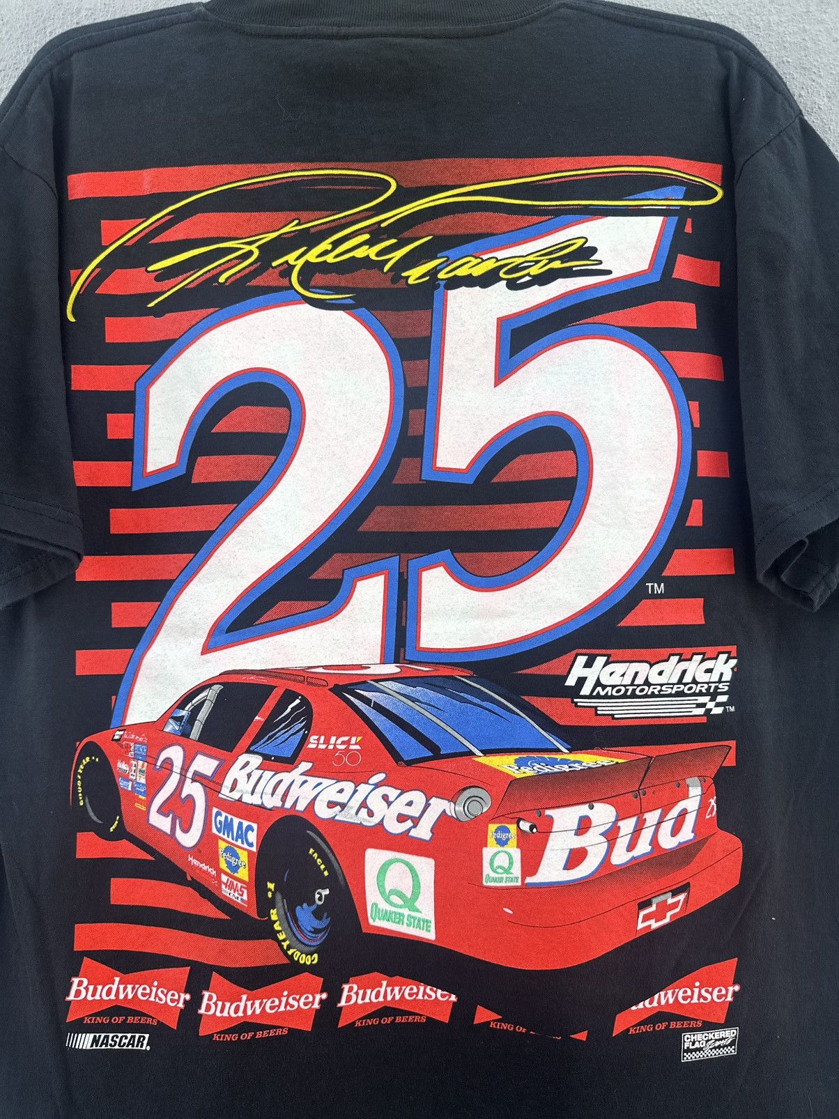NASCAR Vintage 90s Ricky Graven Bud Racing Backhit Faded Tee Size US L / EU 52-54 / 3 - 9 Thumbnail