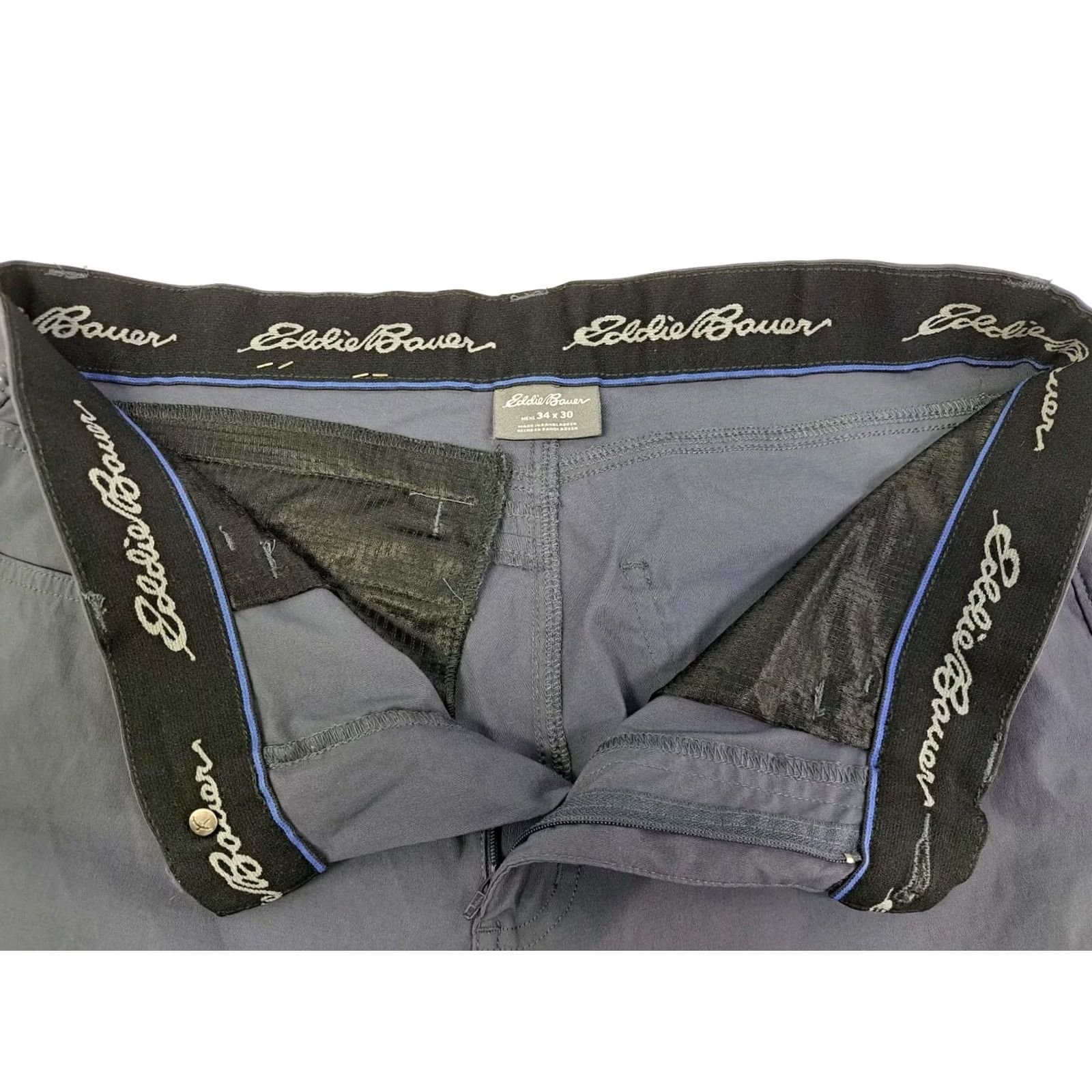Eddie Bauer Eddie Bauer Mens Tech Pants Blue Nylon/Spandex Flat Front Straight Leg 34 Size US 34 / EU 50 - 4 Thumbnail