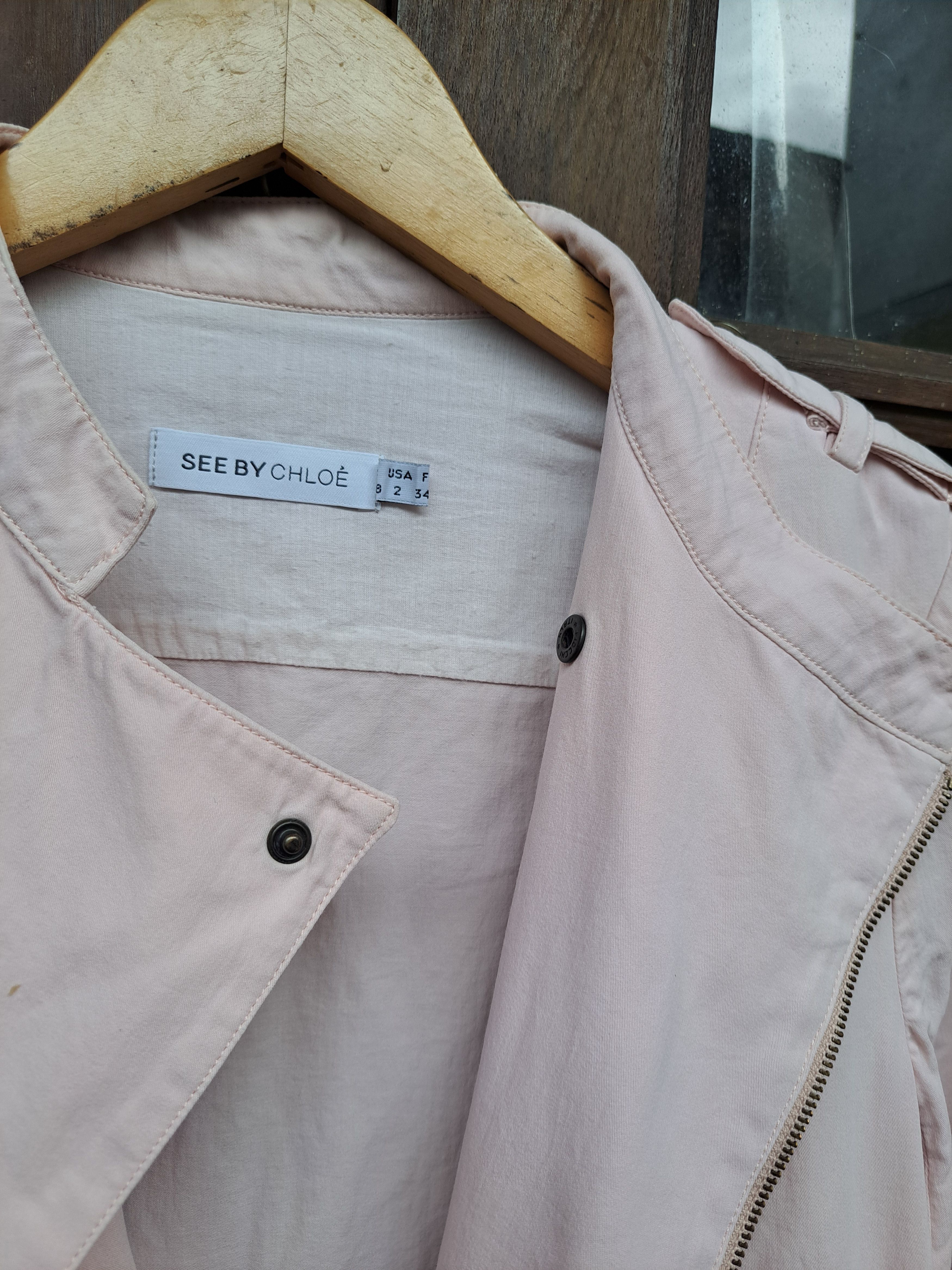 Chloe See by Chloe Moto Jacket Bikers Size 34FR / XS Womens Size XS / US 0-2 / IT 36-38 - 8 Thumbnail