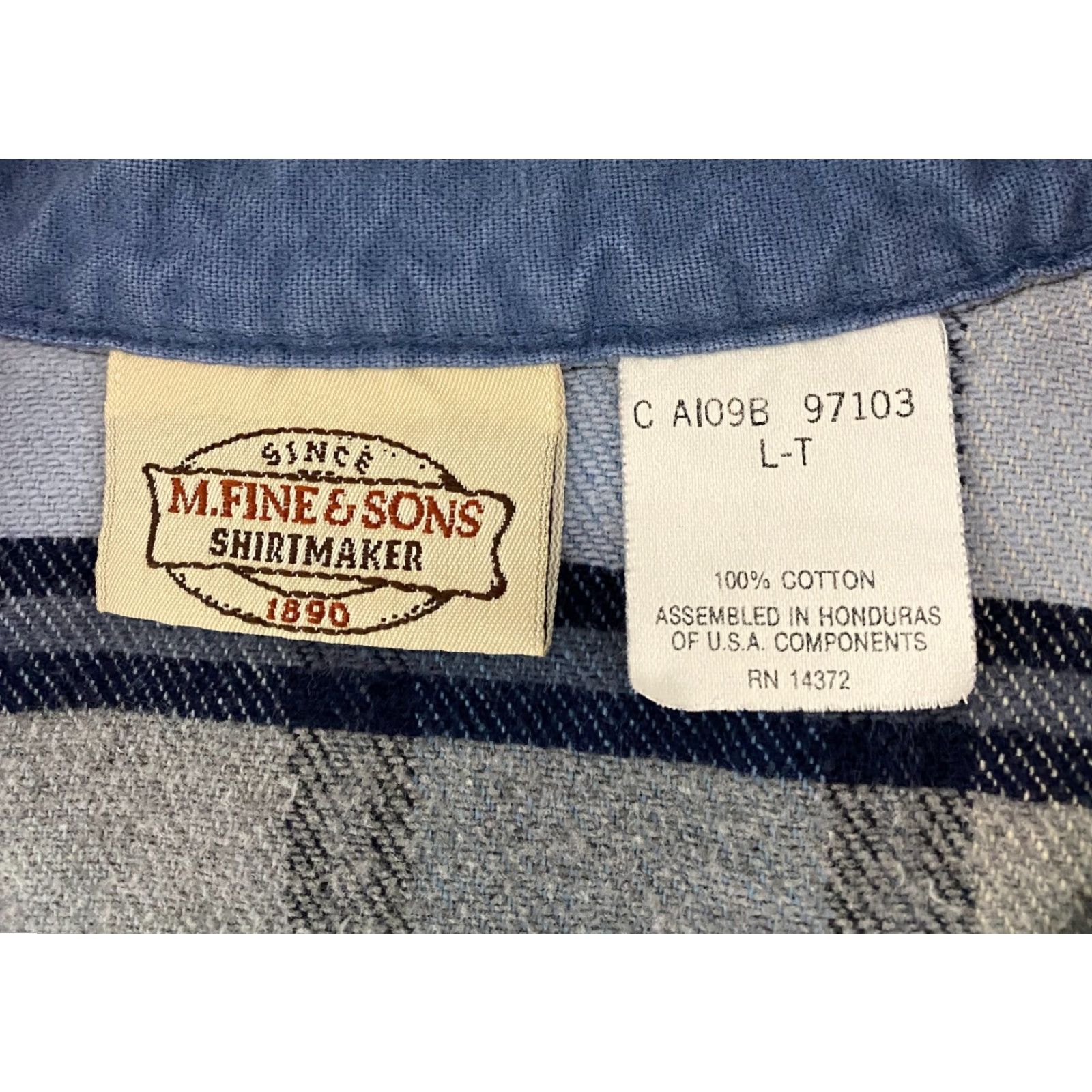 Vintage VINTAGE M Fine & Sons Heavy Flannel Long Sleeve Shirt L Blue Plaid 90s Mens Shirt Size US L / EU 52-54 / 3 - 3 Thumbnail