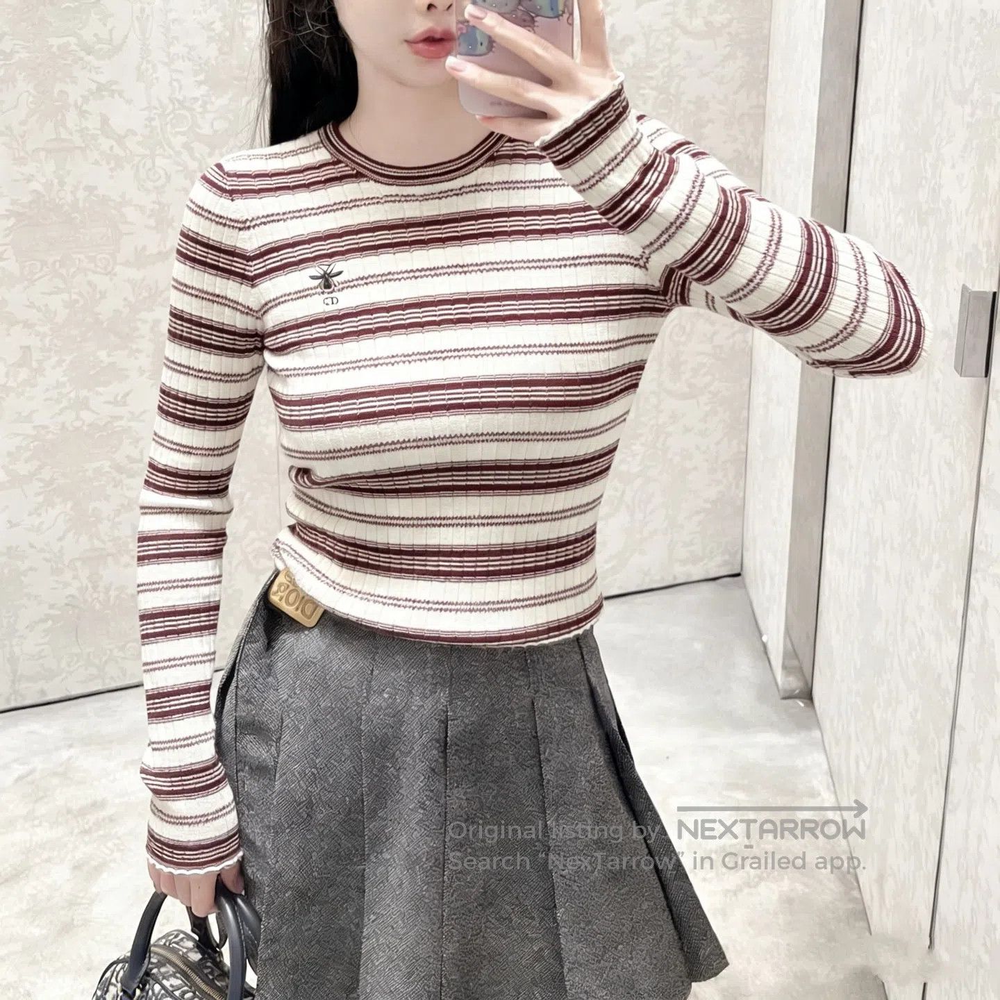 Dior Dior Striped Little Bee Embroidered Knit Top| Size XXS / US 00 / IT 34 - 7 Thumbnail