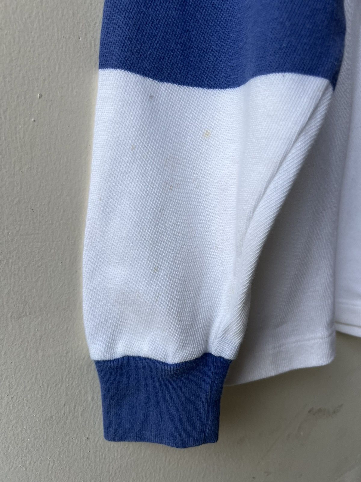 Benetton Vintage 90s Benetton Spell Out Rugby Shirt Pablo Escobar Size US L / EU 52-54 / 3 - 12 Thumbnail
