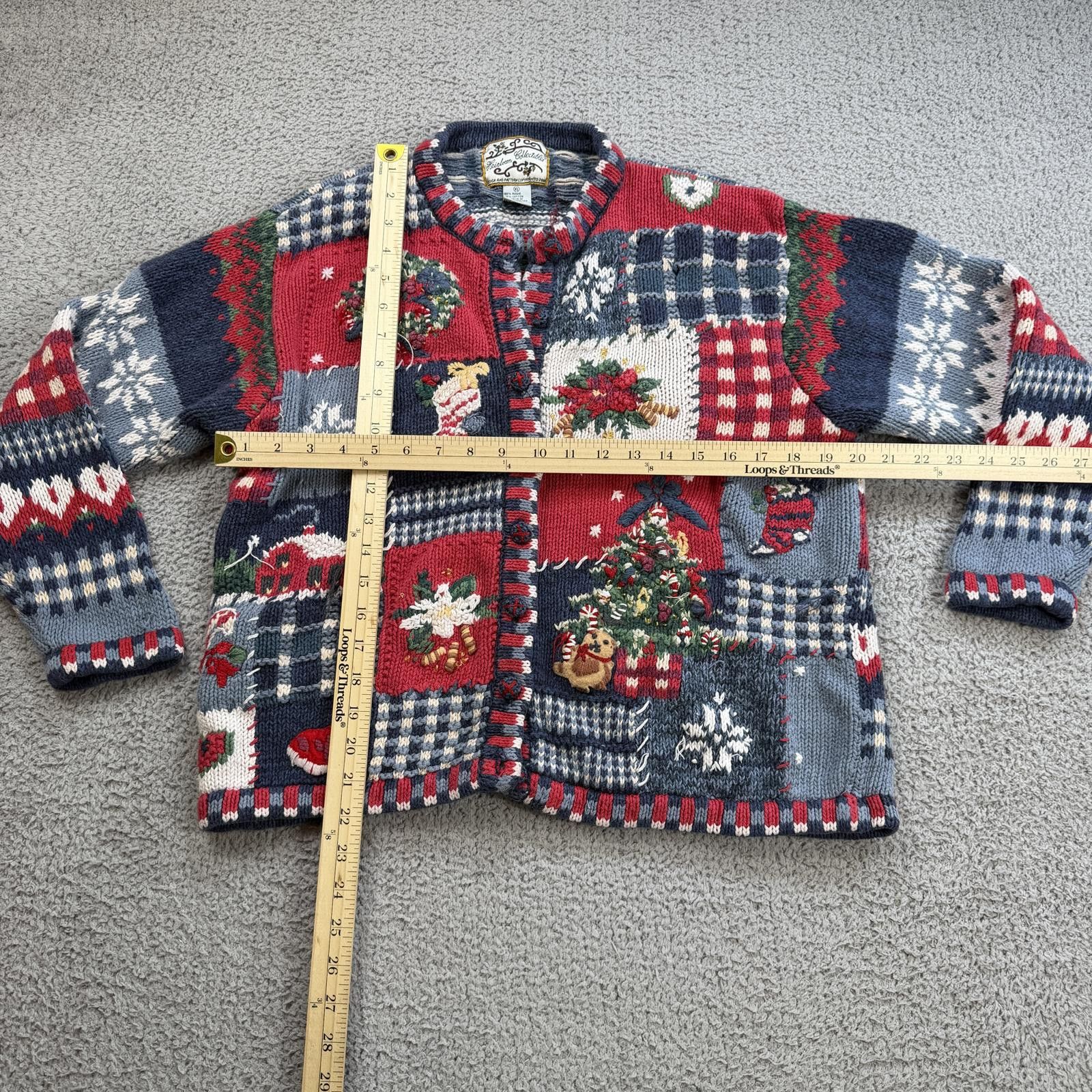 Other Vintage 90s Heirloom Collectibles Christmas Cardigan Sweater Size XL / US 12-14 / IT 48-50 - 3 Thumbnail