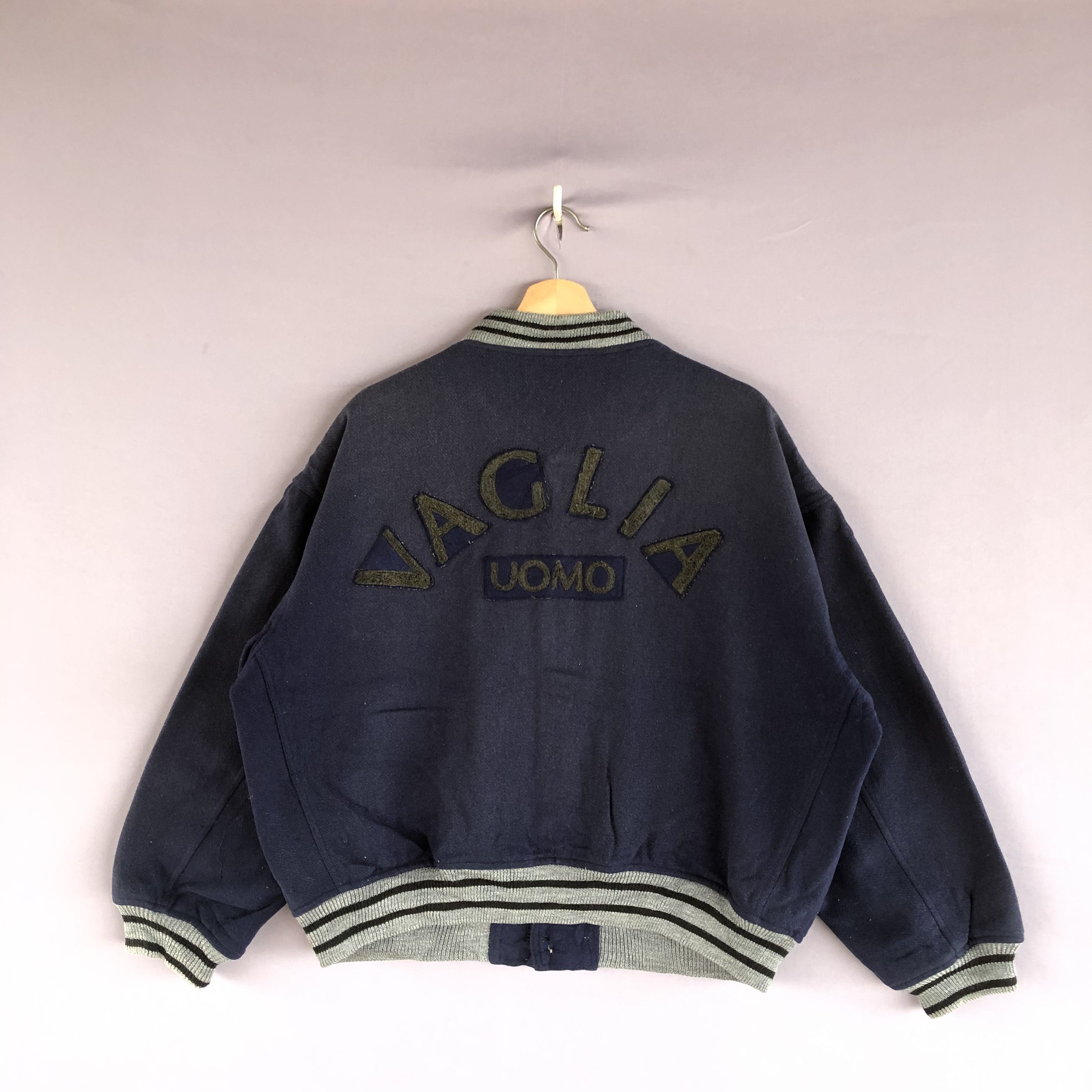 Vintage Vintage 90s Vaglia UOMO Japanese Varsity Wool Bomber Jacket Size US L / EU 52-54 / 3 - 1 Thumbnail