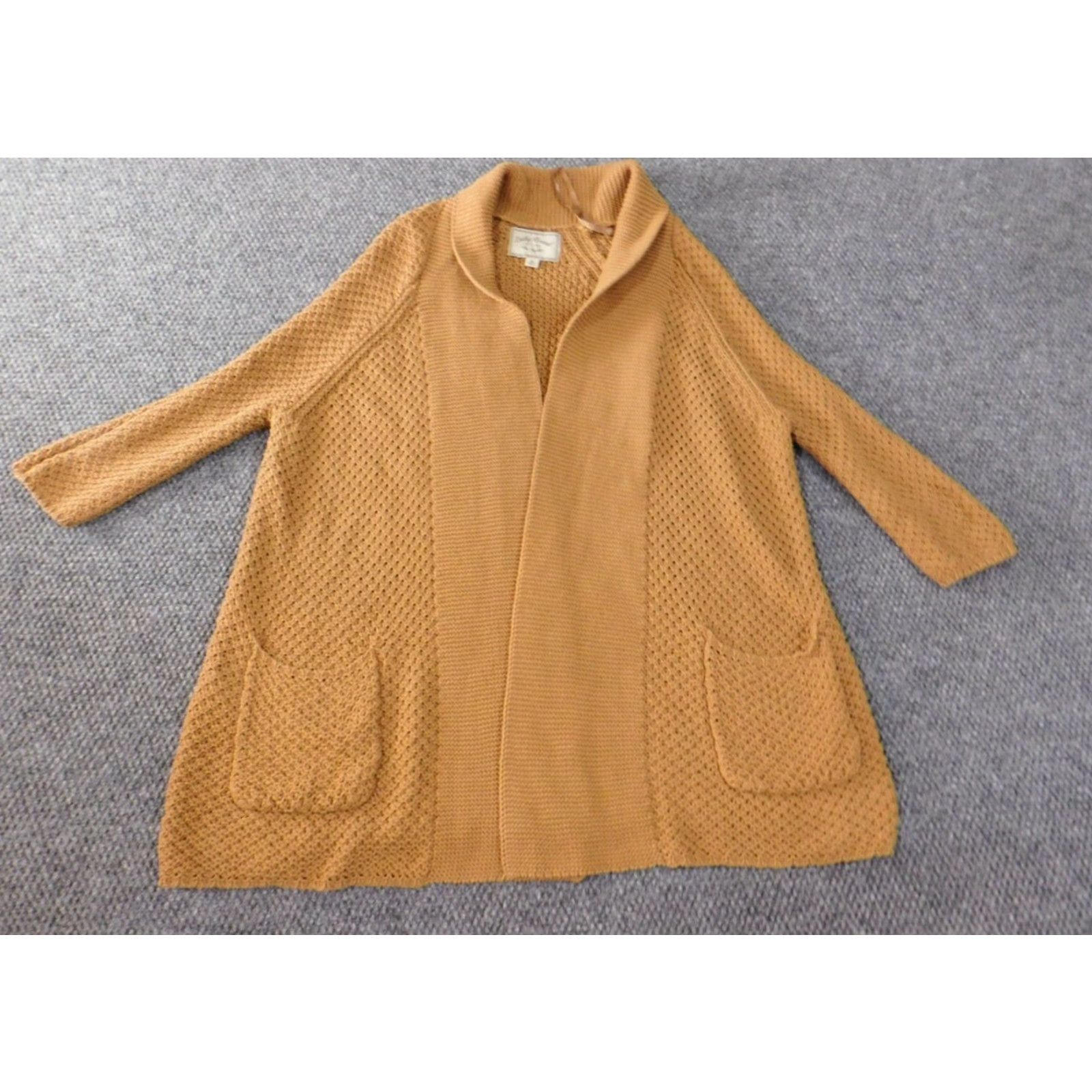 Lucky Brand Lucky Brand Cardigan Sweater Womens M Brown Knit Open Pockets Cotton Heavy V-Neck Casual Knitwear Regular Size M Women US Size M / US 6-8 / IT 42-44 - 2 Thumbnail