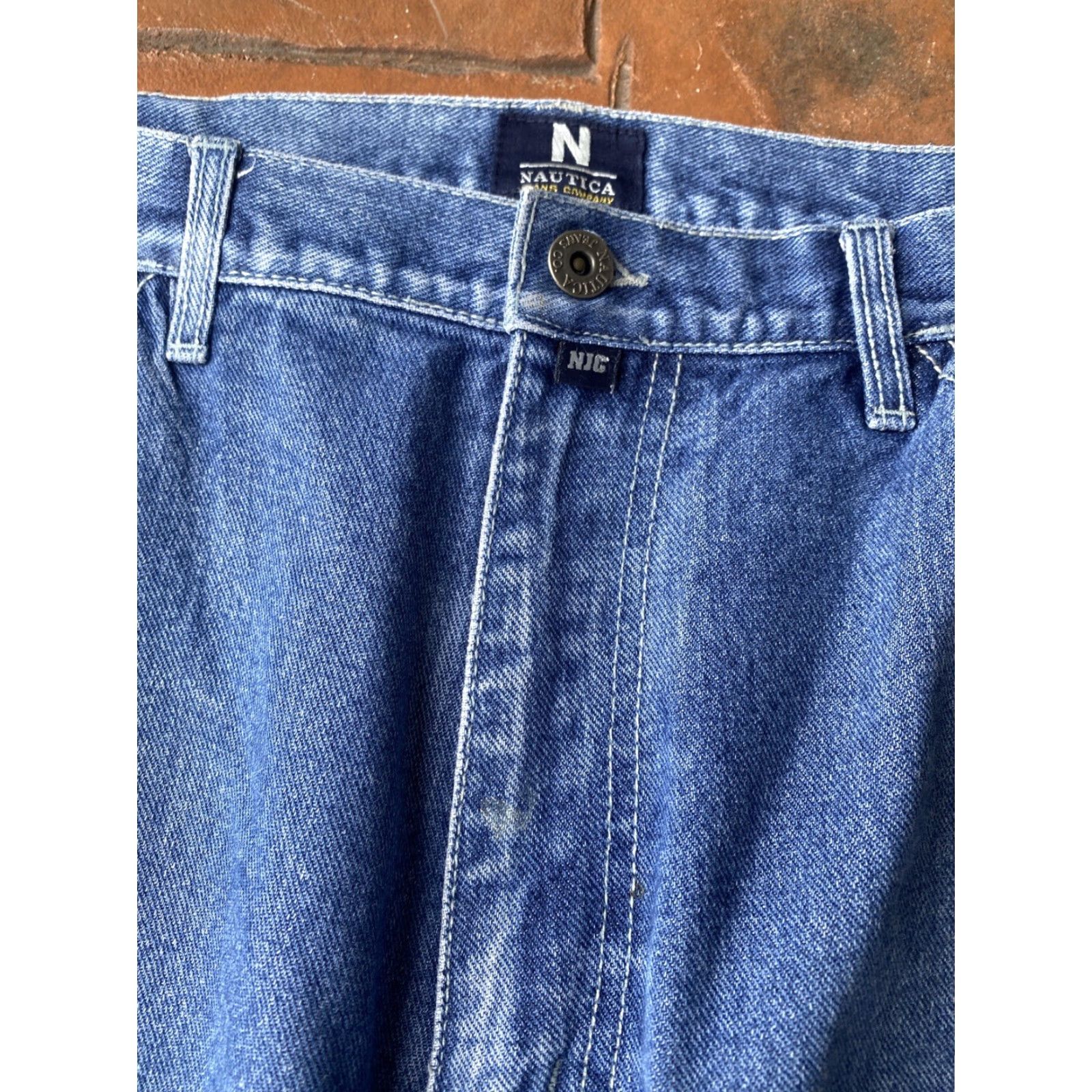 Nautica VINTAGE Nautica Carpenter Jeans 36x32 Wide-Leg Skater Hip Hop Denim Blue Mens Jeans Baggy Relaxed Regular 90s City USA Size US 36 / EU 52 - 6 Thumbnail