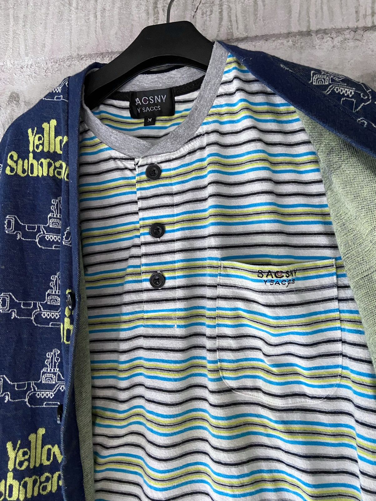 Japanese Brand THE BEATLES KNIT 2 IN 1 SACSNY STRIPED TEE Size US M / EU 48-50 / 2 - 3 Thumbnail