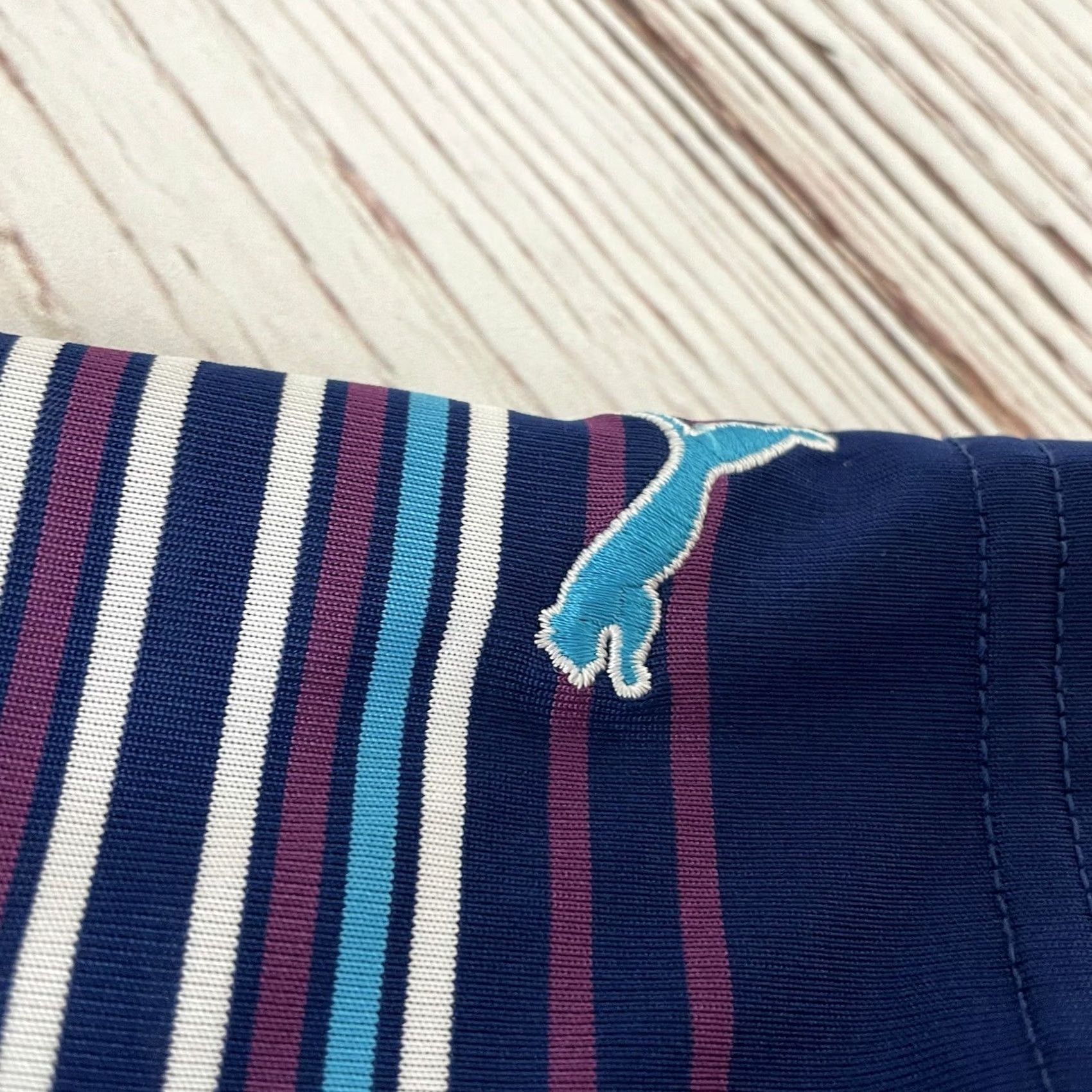 Puma PUMA Short Sleeve Striped Golf Polo Shirt Men's Large Blue Size US L / EU 52-54 / 3 - 3 Thumbnail