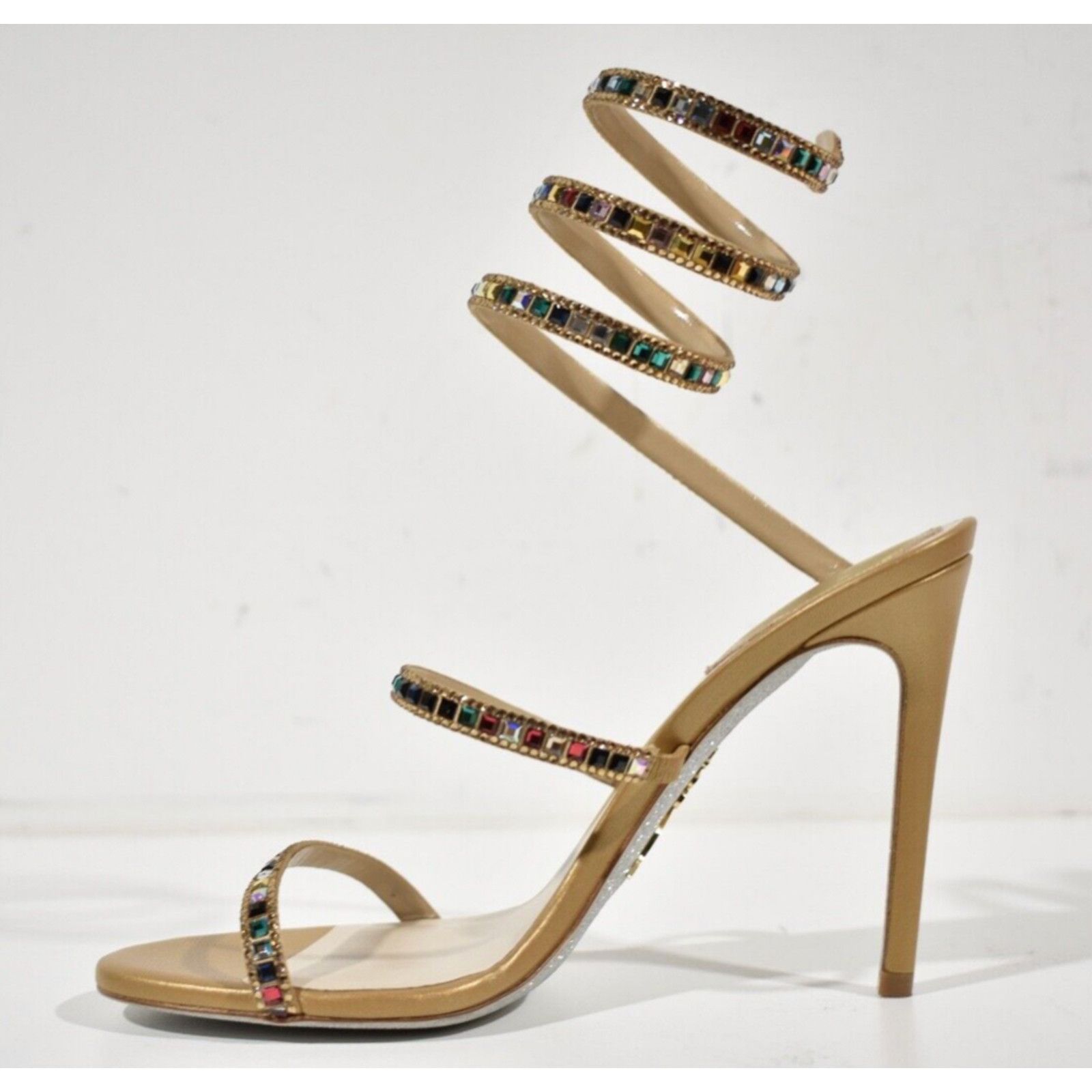 Rene Caovilla Cleo Crystal Ankle Strap Sandal Heel Pump 37.5 Size US 7.5 / IT 37.5 - 8 Thumbnail