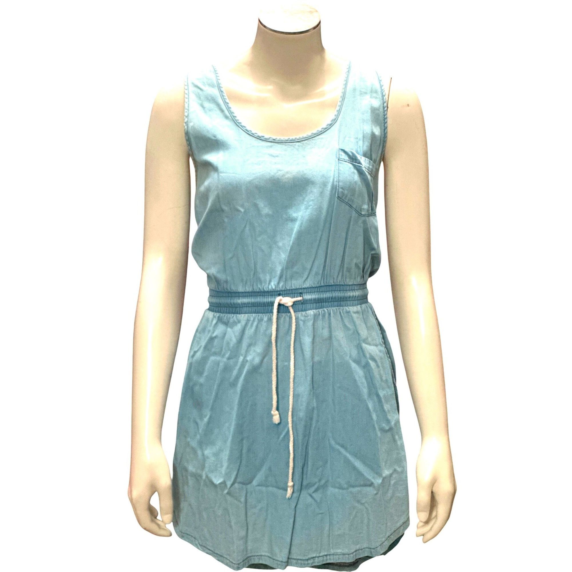 Other Active USA Light Blue Tank Dress Medium Rope Tie Waist Pocke Size M / US 6-8 / IT 42-44 - 1 Thumbnail