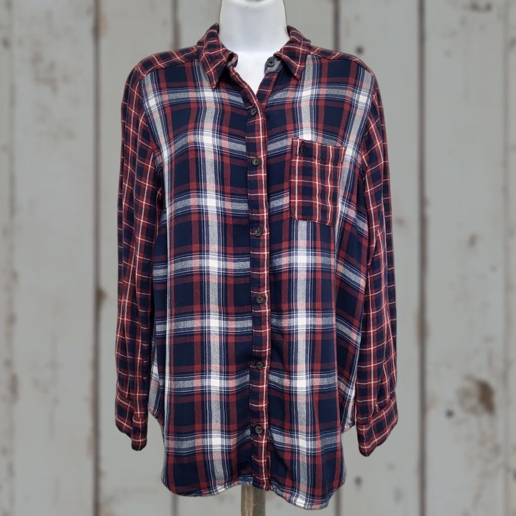 Abercrombie & Fitch Abercrombie & Fitch Button-Up Flannel Women’s L Blue/Red A&F Collection Shirt Casual Size L / US 10 / IT 46 - 1 Thumbnail