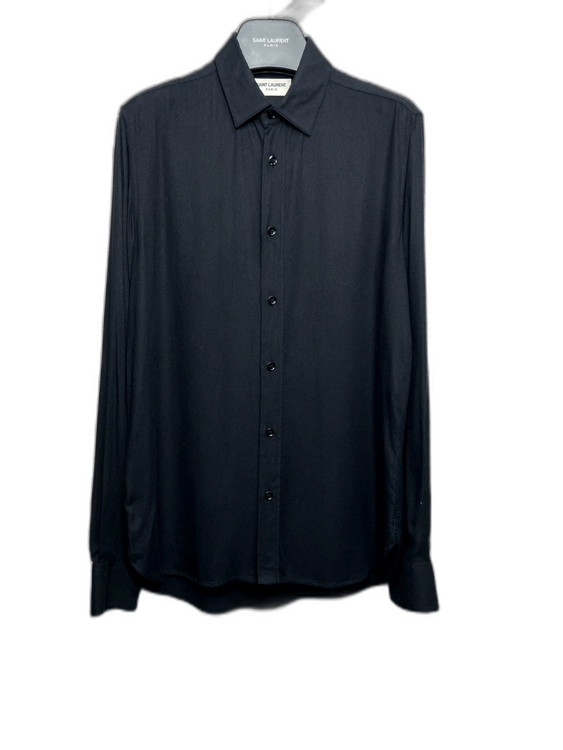 Saint Laurent Paris Saint Laurent Black Silk Long Sleeve Shirt Size US M / EU 48-50 / 2 - 1 Thumbnail