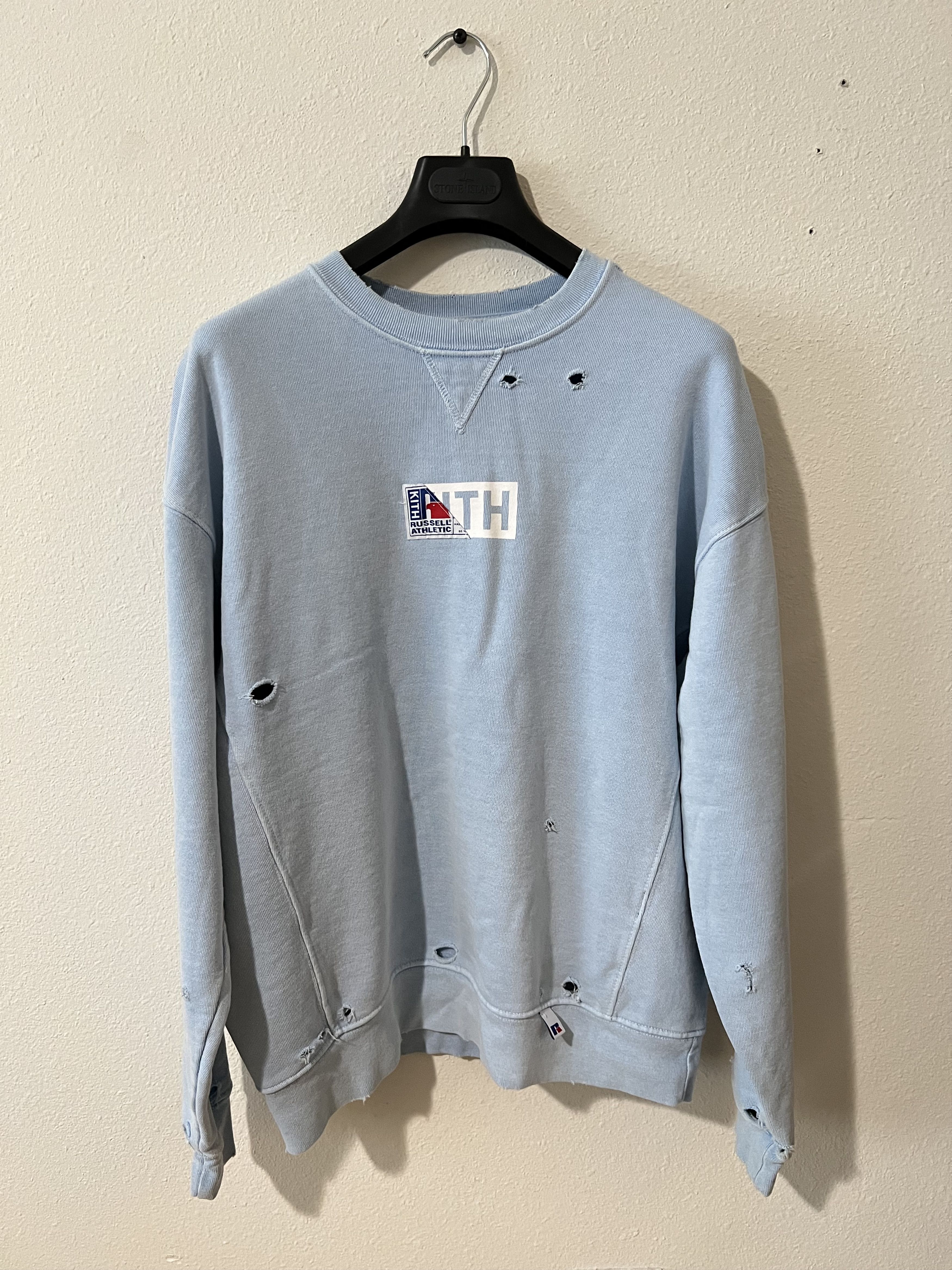 Kith Distress Russell box logo sweater Size US S / EU 44-46 / 1 - 1 Thumbnail