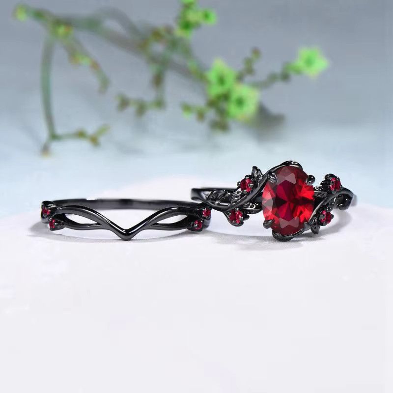 Jewelry Black Rose Branches Crossed Two-piece Rings Size ONE SIZE - 5 Thumbnail
