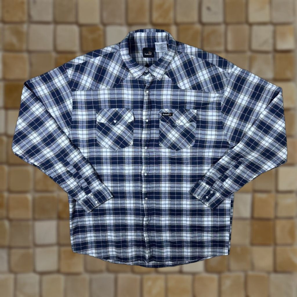 Vintage VINTAGE ProAction Cowboy Western Plaid Check Popper Long Sleeve Shirt XXL Mens Dress Shirt Size US XXL / EU 58 / 5 - 1 Thumbnail