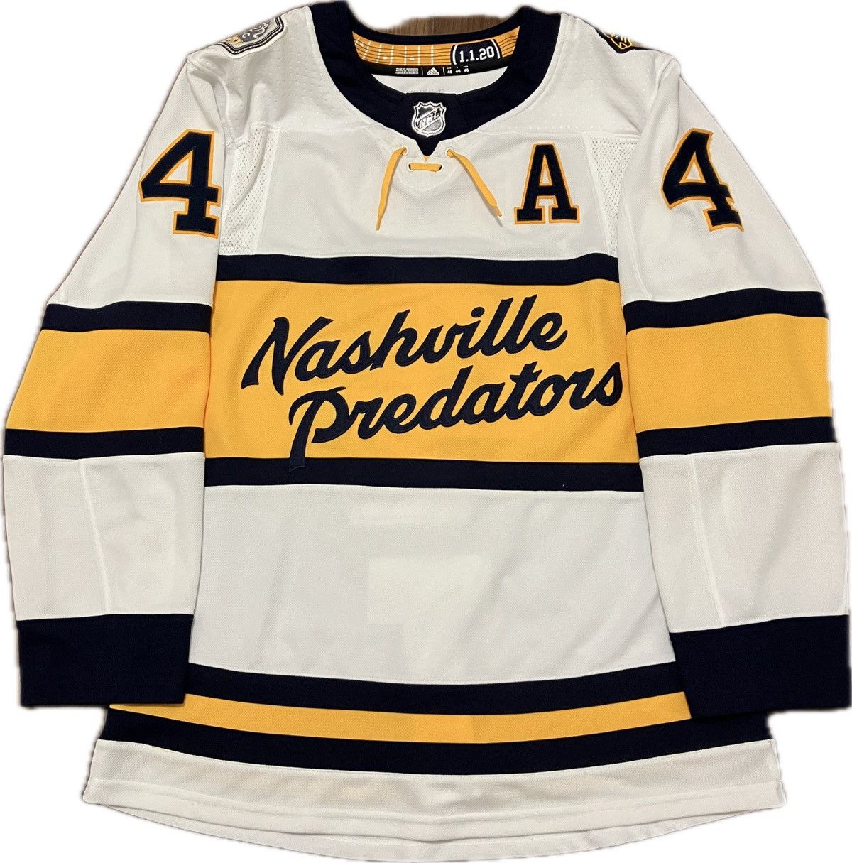 image of Nashville Predators Ellis 2020 Wc Adidas Nhl Hockey Jersey, Men's (Size Small)