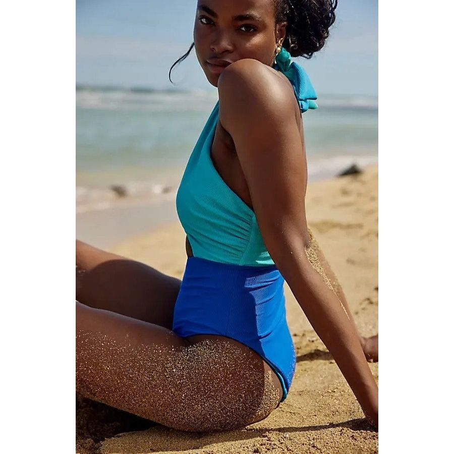Beach Riot × Free People NWT Jessica One-Piece Swimsuit $168 SMALL Caribbean Sea Size S / US 4 / IT 40 - 5 Thumbnail