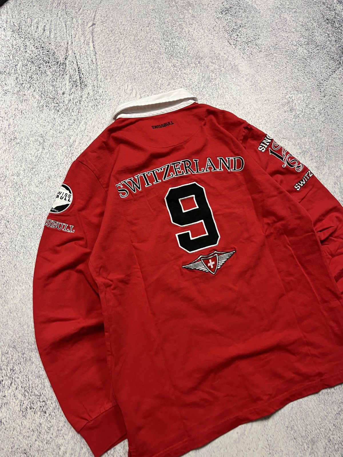 Vintage Vintage Swiss Bull Switzerland Team Rugby Longsleeve #9 Rare Size US M / EU 48-50 / 2 - 13 Thumbnail