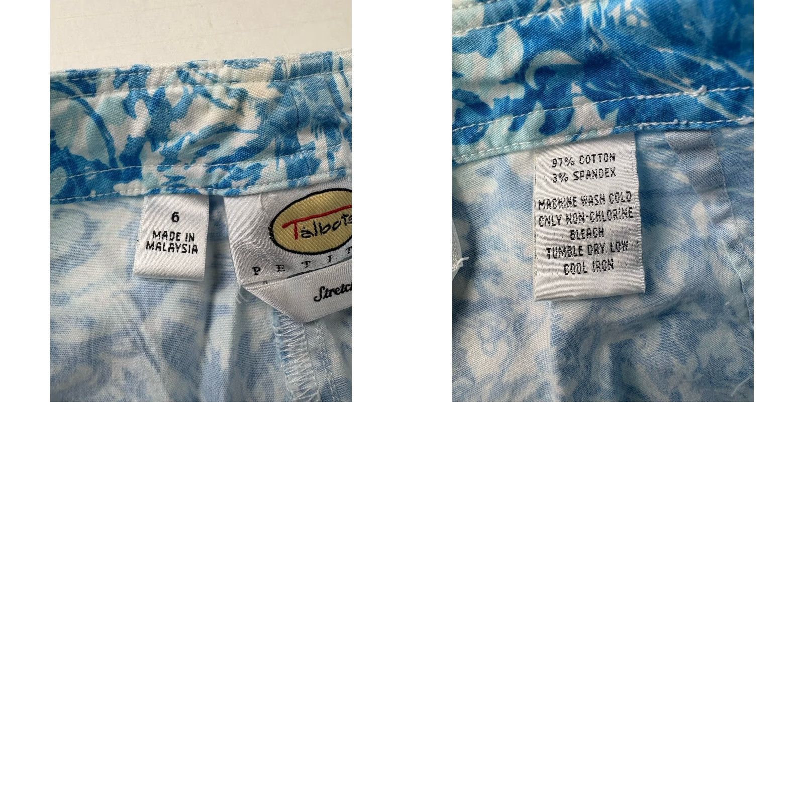 Talbots VINTAGE Talbots Petites Cropped Pants Women’s 6P Blue White Geometric Cotton Spandex Straight Leg Size 28" / US 6 / IT 42 - 8 Thumbnail