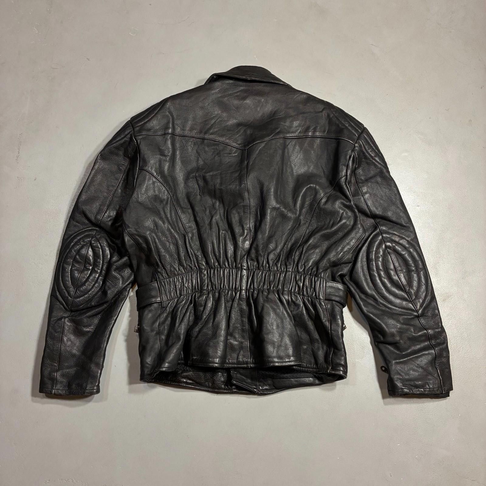 Other Vintage 90s Heavyweight Leather Biker Jacket German Belted Size US L / EU 52-54 / 3 - 4 Thumbnail