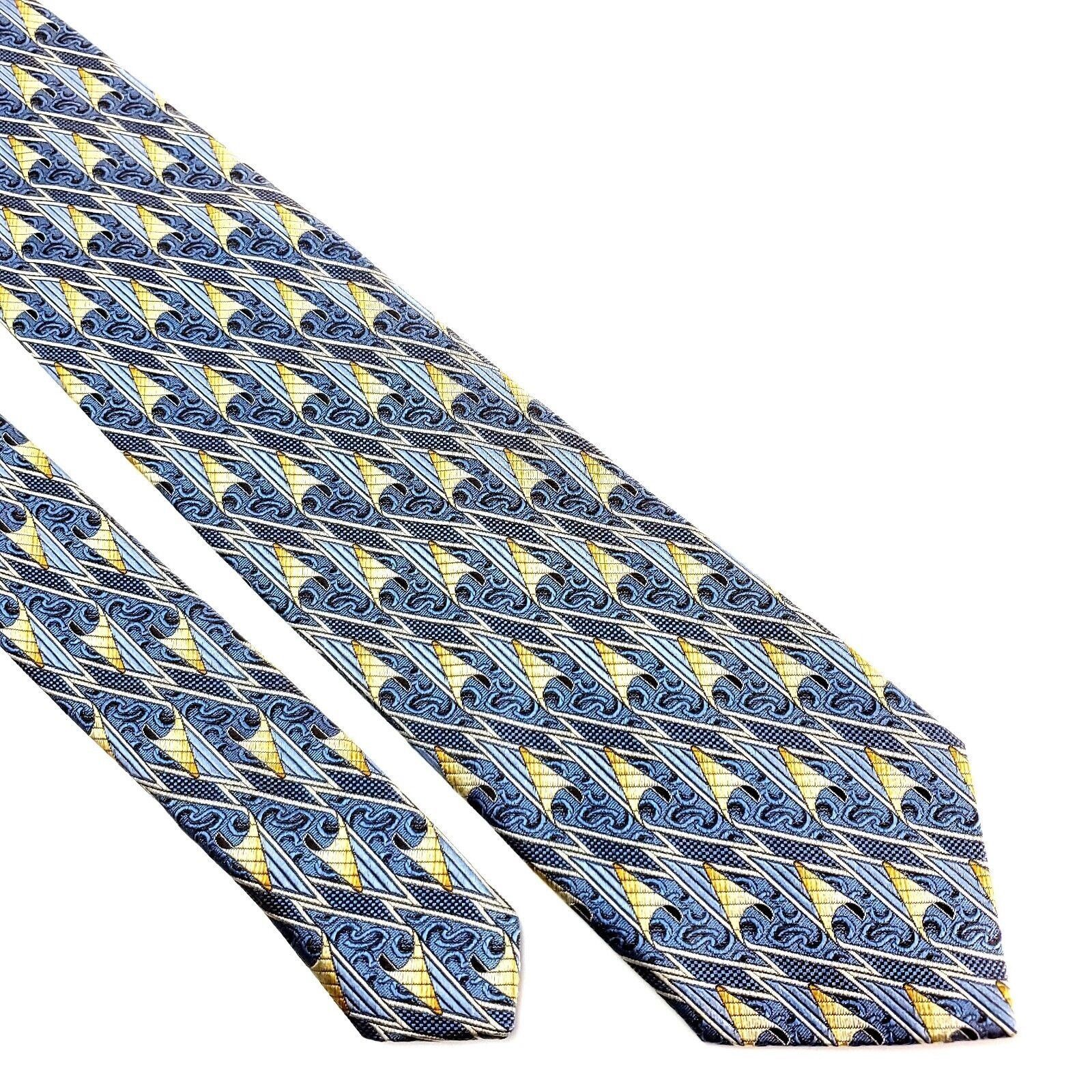 Ermenegildo Zegna Ermenegildo Zegna Silk Tie Woven Yellow Blue Size ONE SIZE - 1 Thumbnail