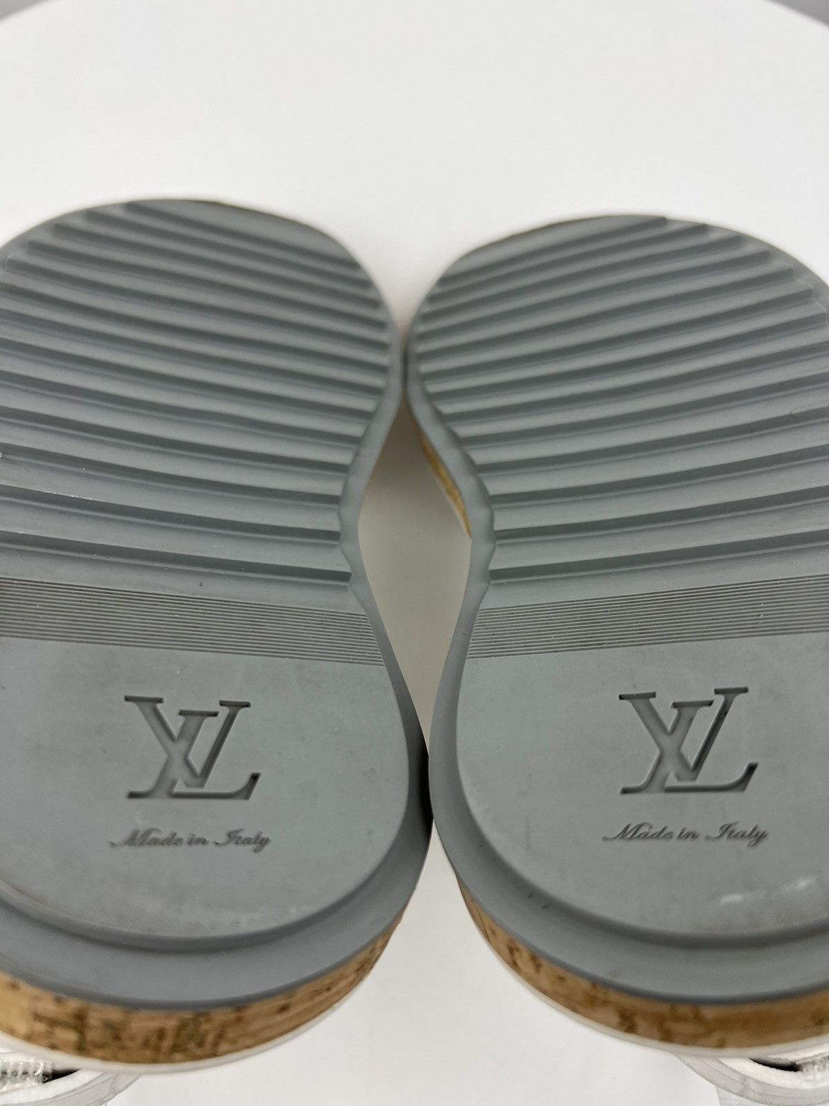 Louis Vuitton LOUIS VUITTON Sandals Textured Leather Shoes Cork Sole LV Size US 9 / EU 42 - 17 Thumbnail