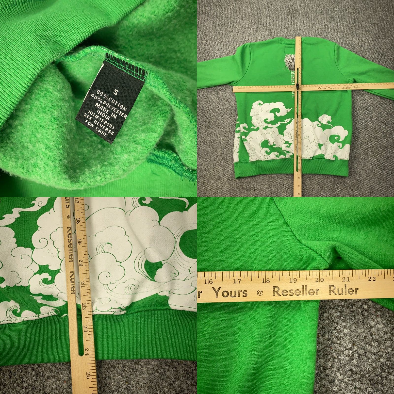 Vintage Blind Rooster Sweatshirt Mens Small Green Dragon Good Vibes Size US S / EU 44-46 / 1 - 8 Thumbnail