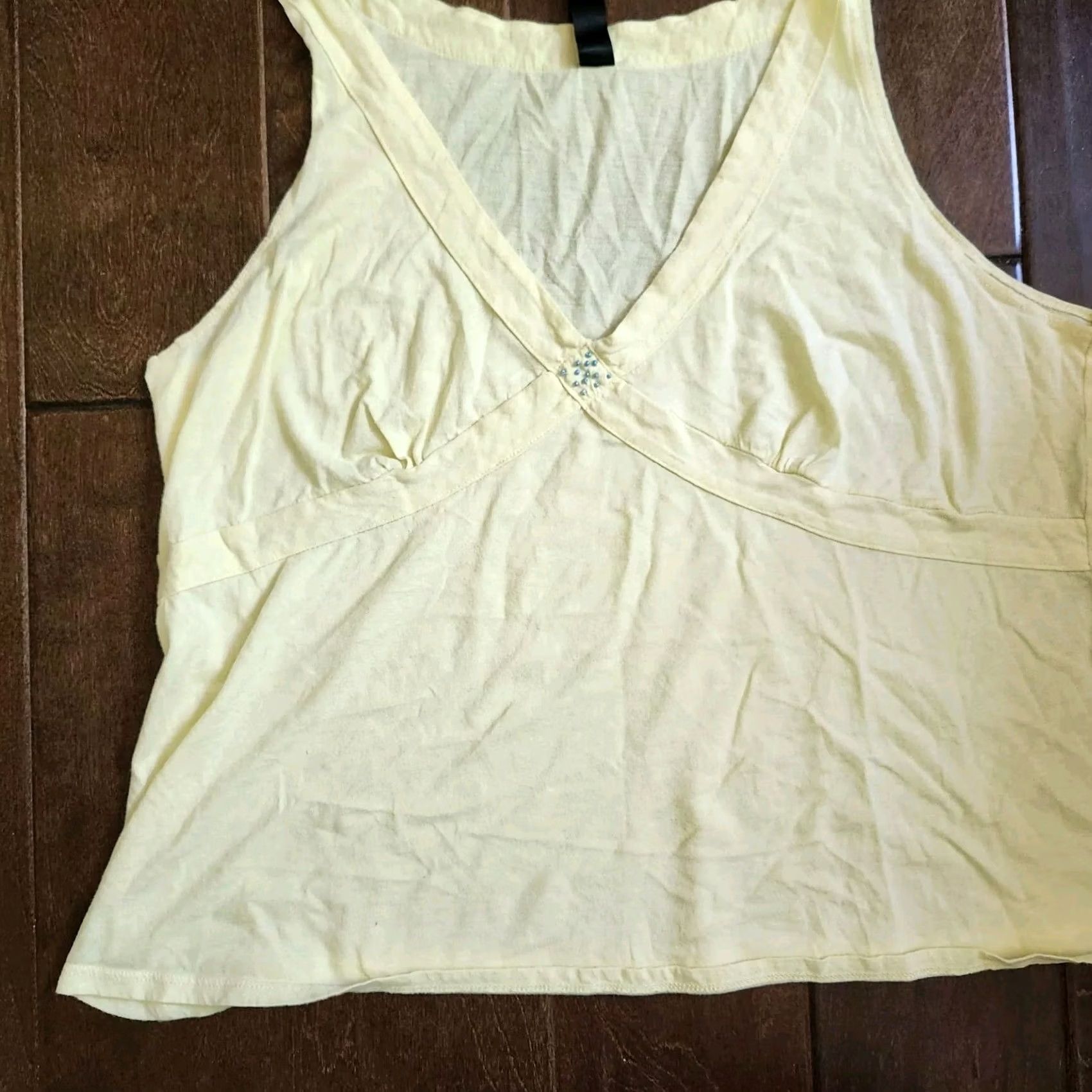 Vintage Planet Sleep Tank Shirt Juniors Adult Large Women Yellow Sleeveless Pullover 100% Cotton Casual School Modern Basic Summer Spring Fall Size L / US 10 / IT 46 - 2 Thumbnail