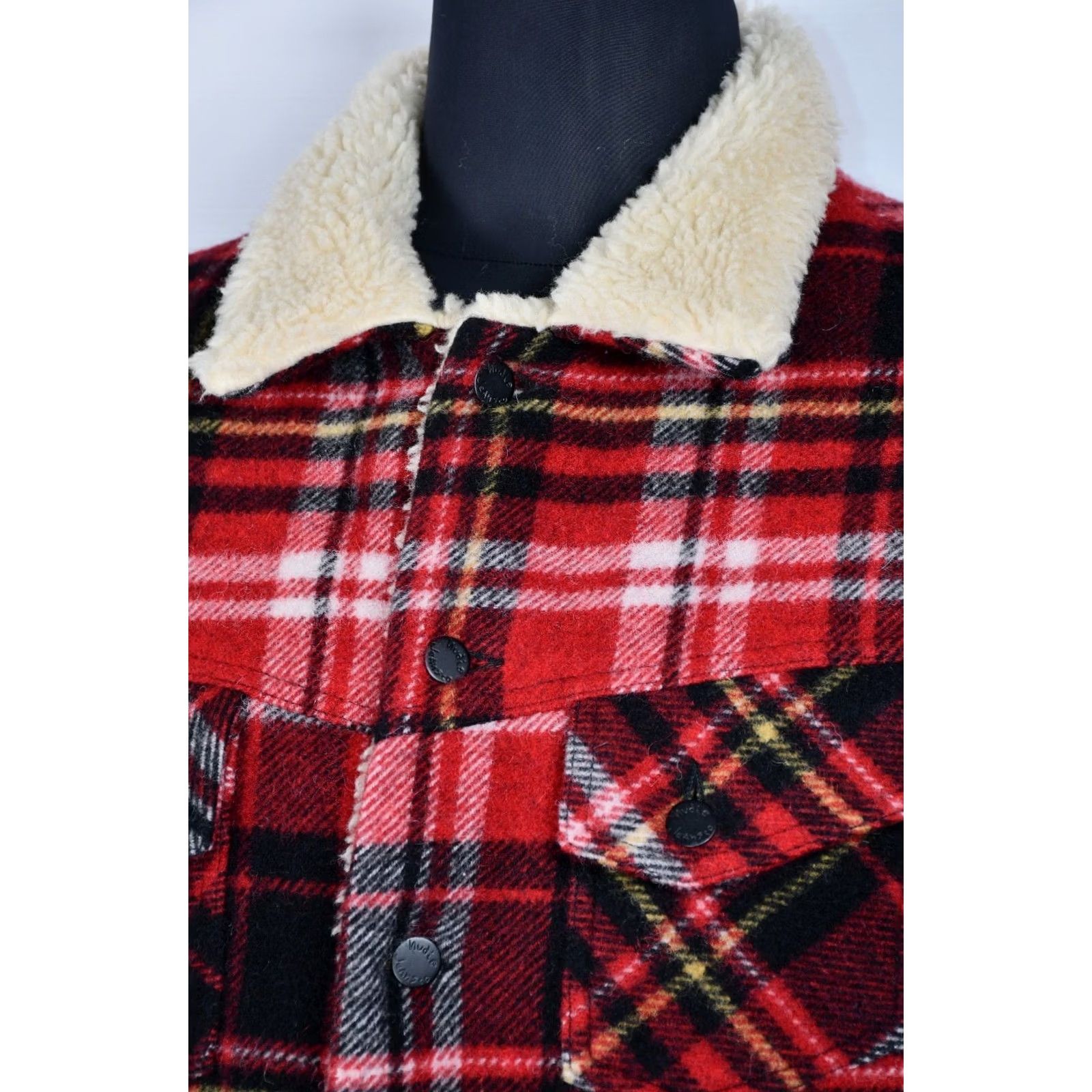Nudie Jeans Nudie Jeans Lenny Plaid Jacket Wool Sherpa Lined Men's Size L Red Jacket Size US 33 - 7 Thumbnail