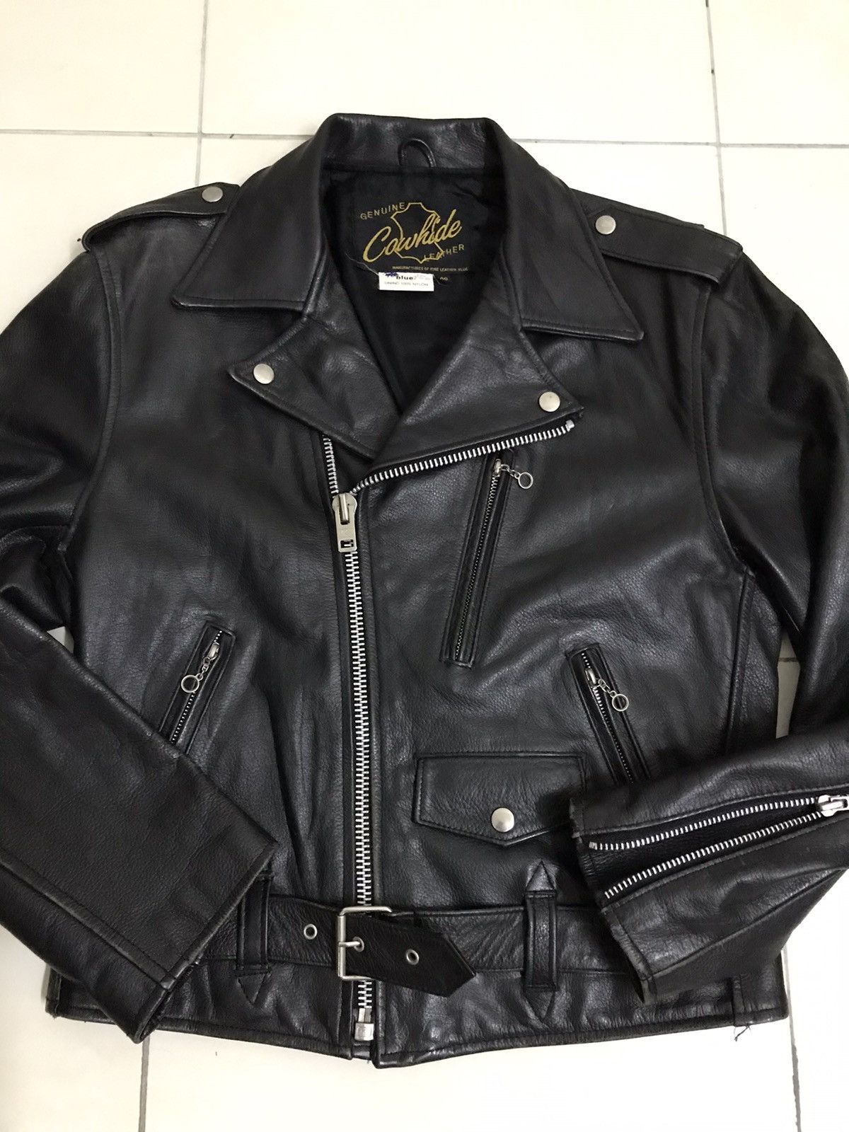 Vintage Vintage Genuine Cowhide Leather Biker Jacket Size US M / EU 48-50 / 2 - 9 Thumbnail