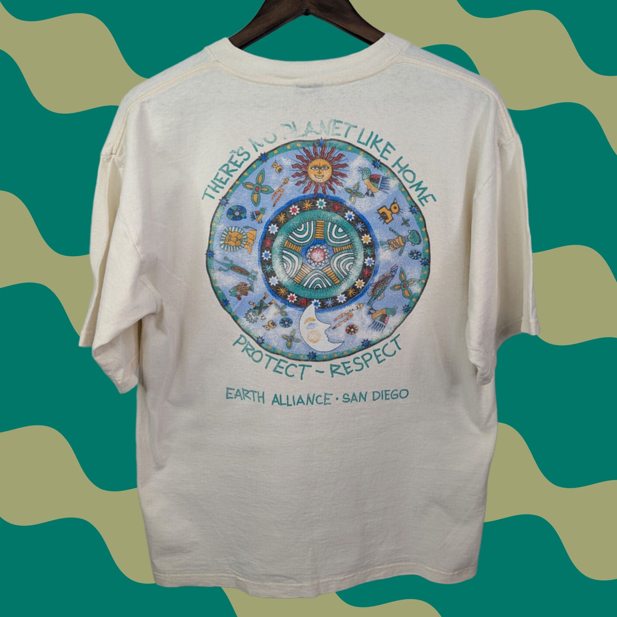 Vintage VINTAGE Earth Alliance San Diego Protect Planet Earth Tee Large H.L. Miller Gold Shirt Mens L Beige 90s Size US L / EU 52-54 / 3 - 1 Thumbnail