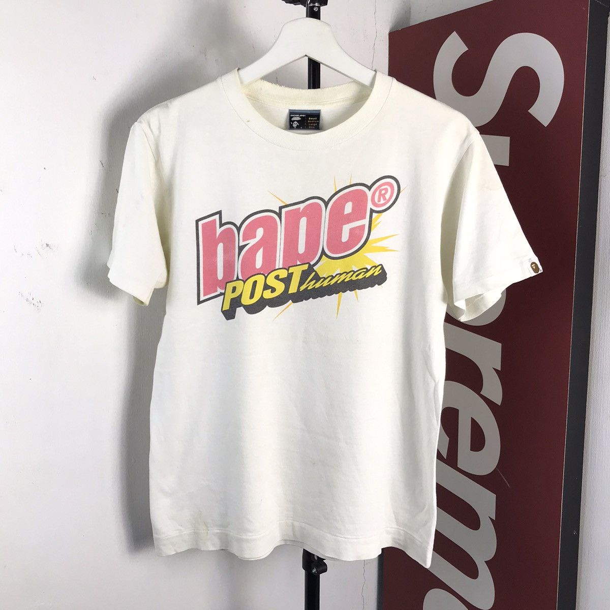 image of Bape x Vintage Post Human Tee in White, Men's (Size Small)