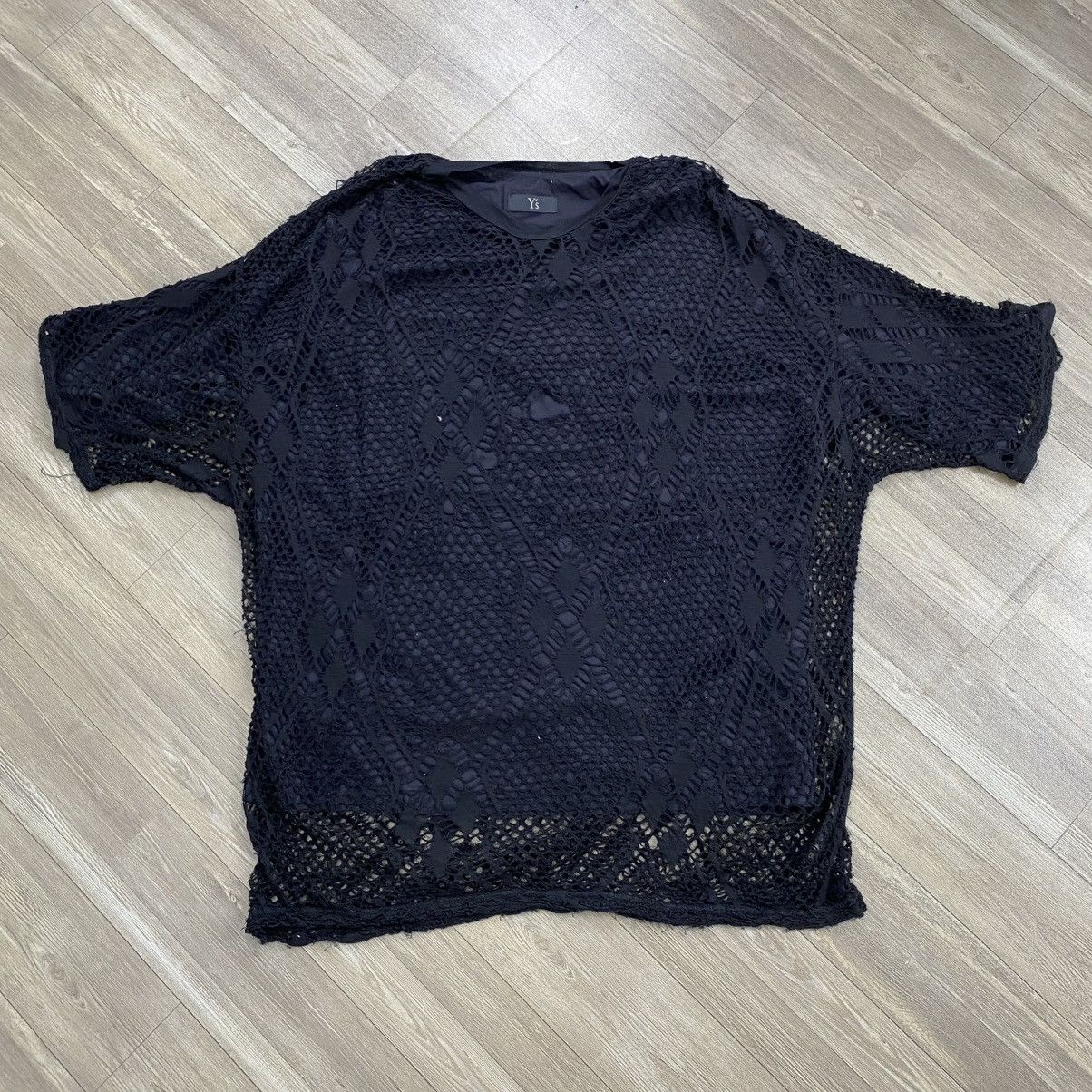 Yohji Yamamoto 2000s Y’s by Yohji Yamamoto Japan Knit Mesh Overlay T-Shirt Size US M / EU 48-50 / 2 - 1 Thumbnail