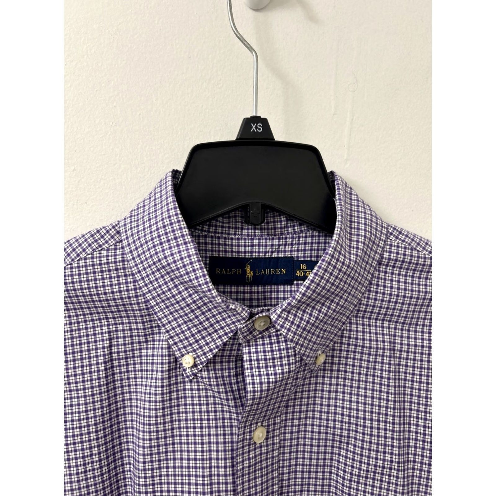 Ralph Lauren Ralph Lauren Shirt Mens 16 Purple White Plaid Button-Up Long Sleeve Polo Pony Button-Down Collar Clothing Apparel Shirts Mens Size US L / EU 52-54 / 3 - 5 Thumbnail