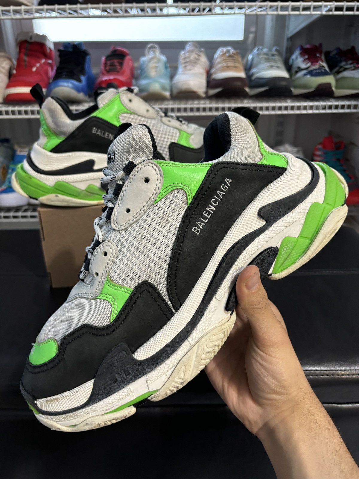 Balenciaga triple s green grey on sale