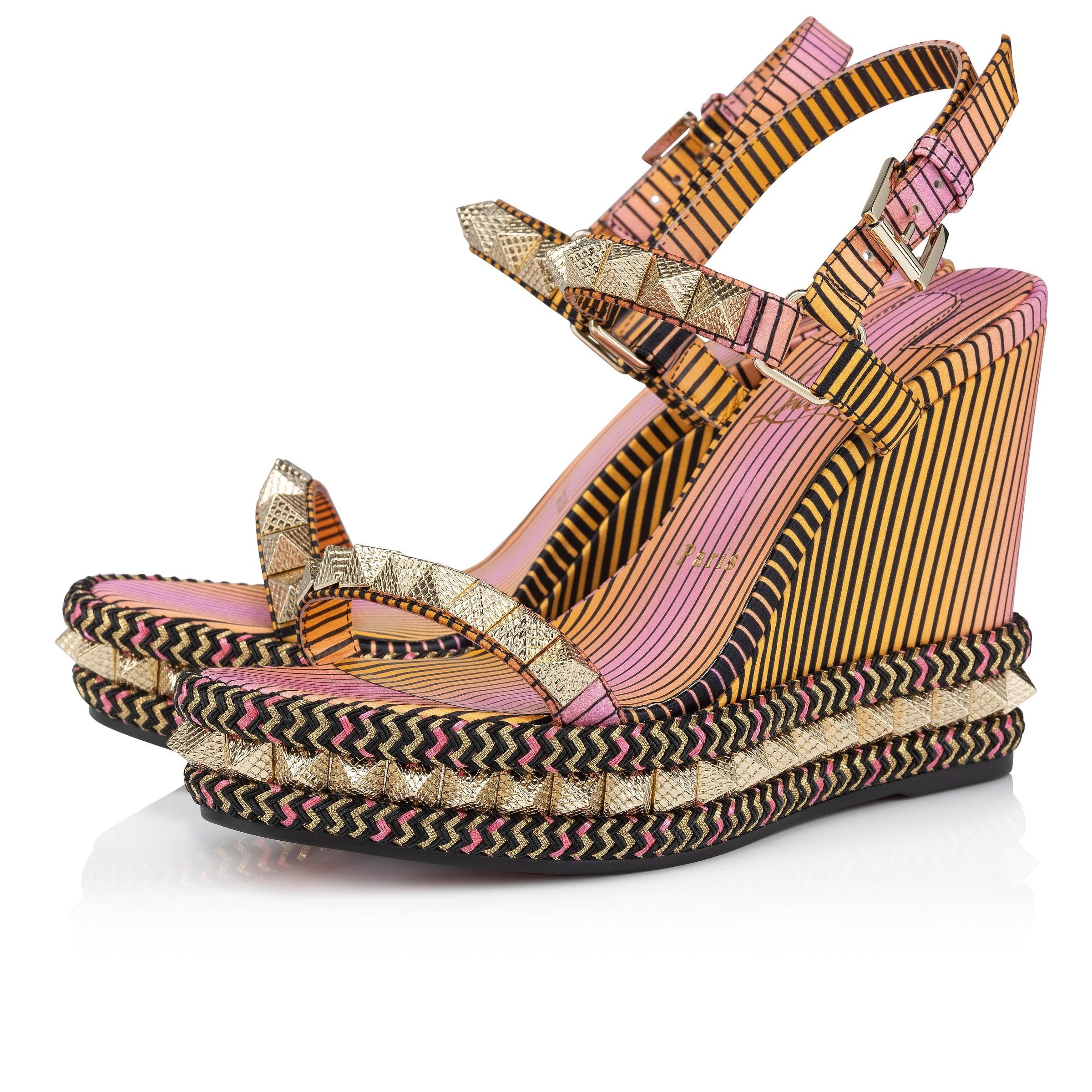 Christian Louboutin oc11z0425 Pyraclou 110 Crepe Satin in Multicolor Size US 9 / IT 39 - 1 Thumbnail