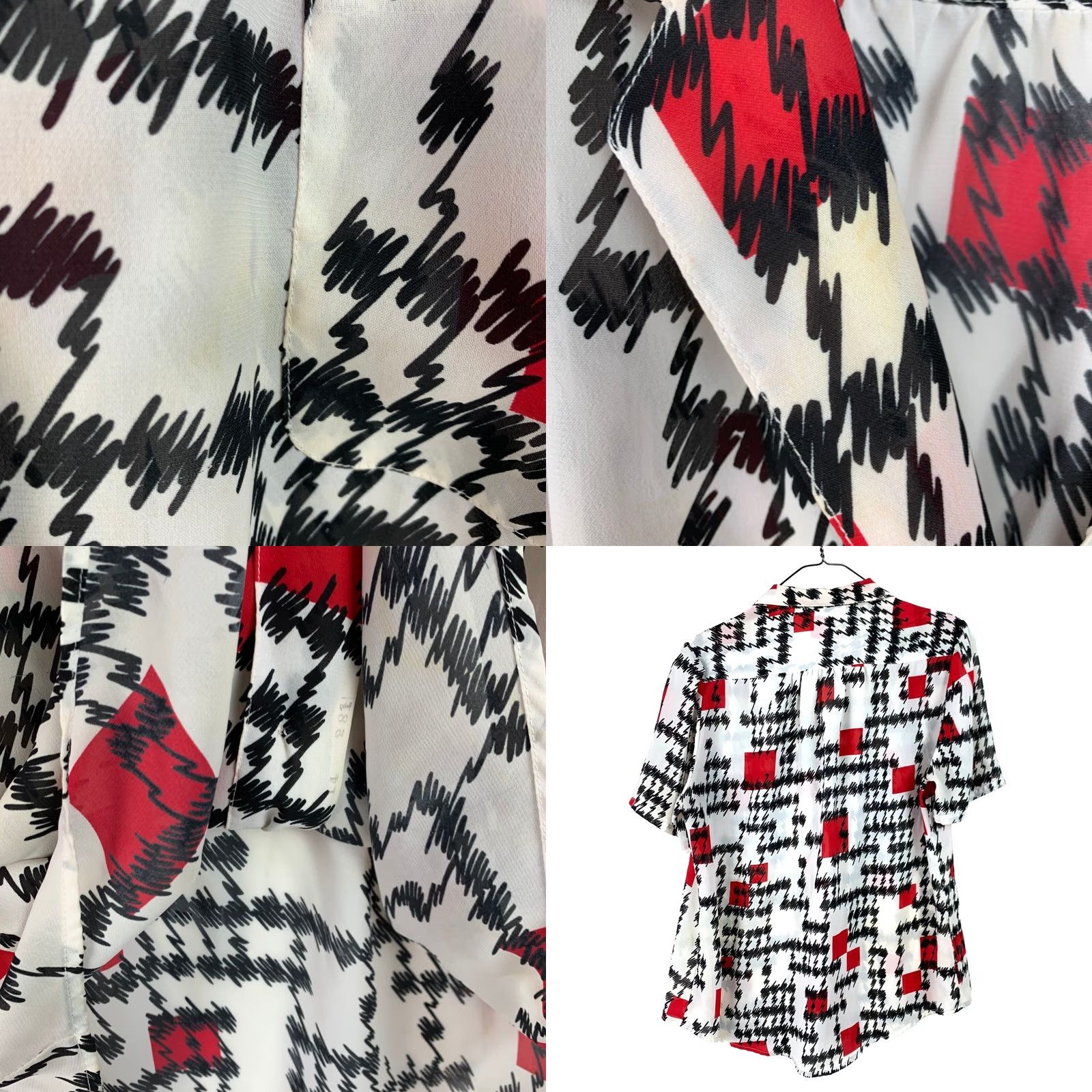 Vintage VINTAGE Shapely Shirt 80s White Geometric Silky Button Up Camp 14 Mens Size XL / US 12-14 / IT 48-50 - 8 Thumbnail