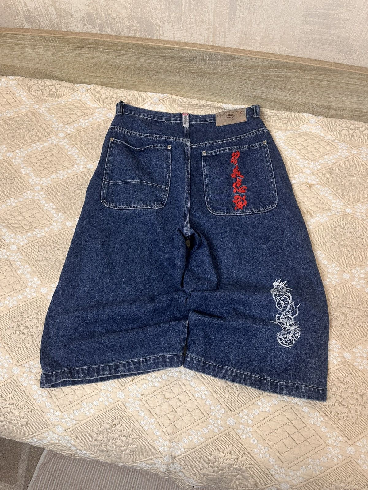Ecko Unltd. 🔥 ECKO Unltd. CRAZY BAGGY SHORTS RAP Big Logo Denim Jnco Y2K Size US 34 / EU 50 - 1 Thumbnail
