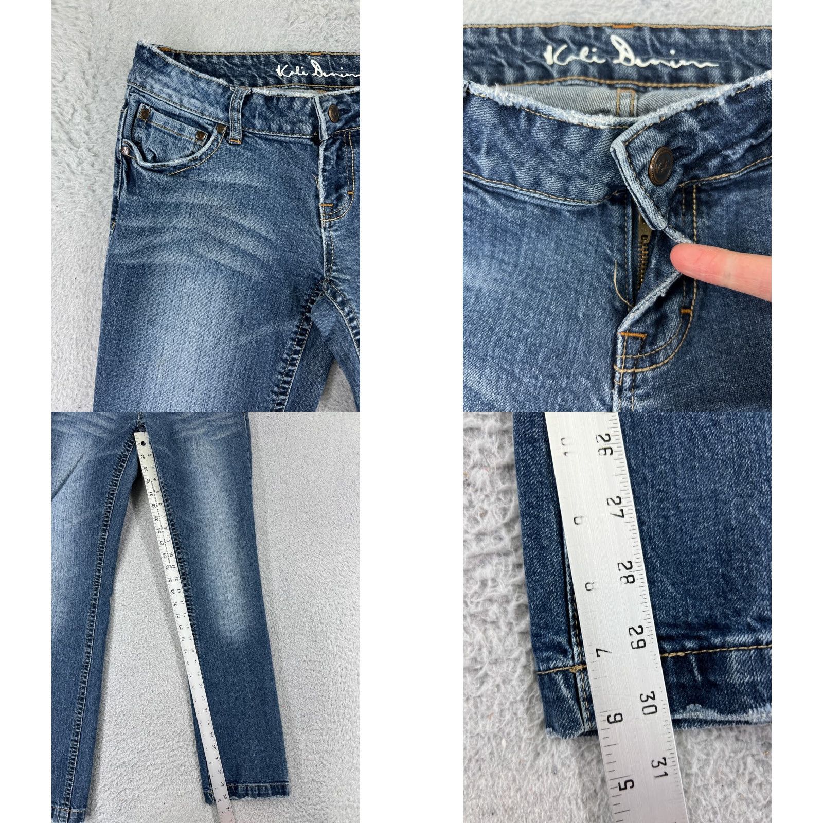 Vintage Kali Jeans Womens 9 Blue Denim Low Rise Straight Medium Wash Cotton Blend Jeans Size 30" / US 8 / IT 44 - 8 Thumbnail
