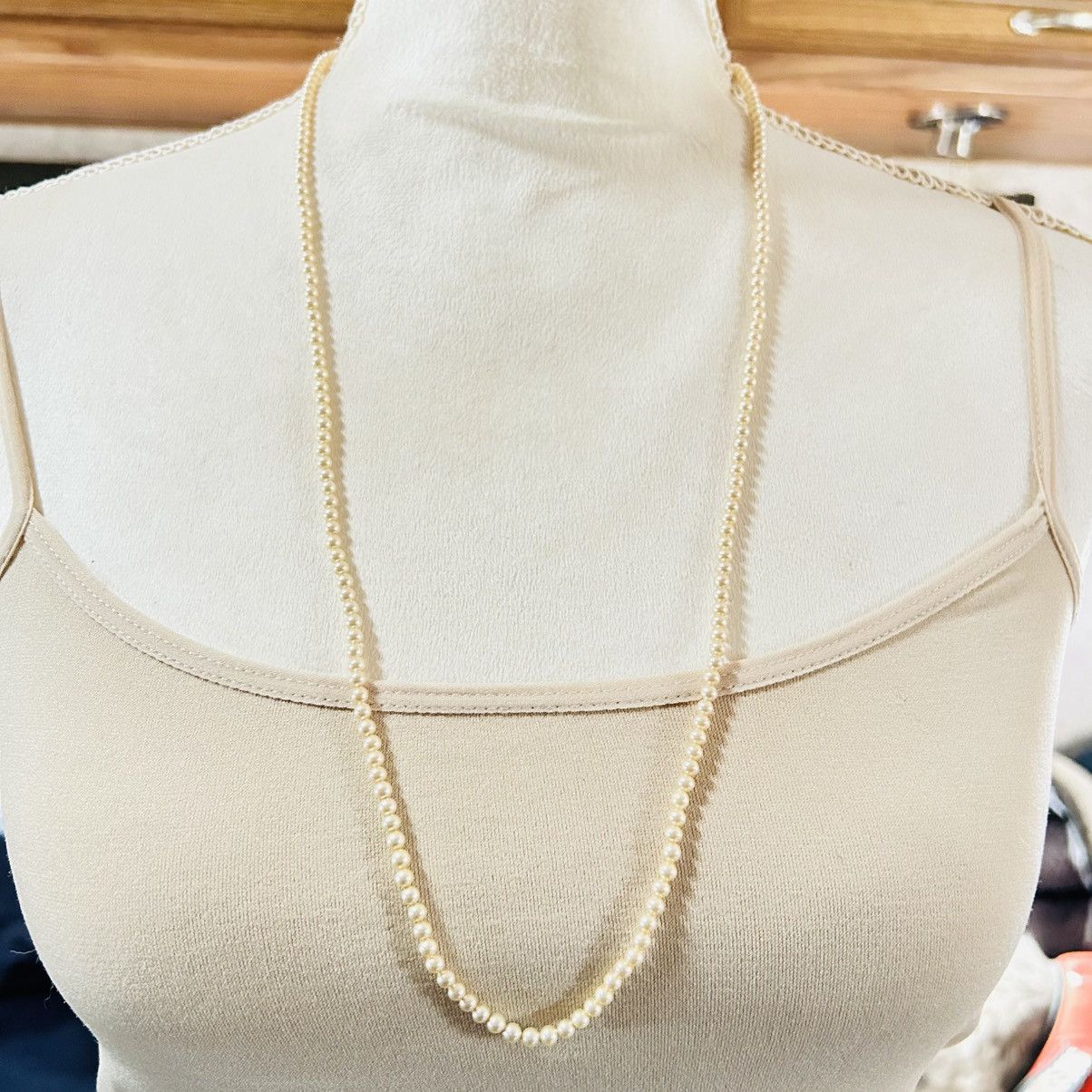 Vintage Vintage crown Trifari 4mm cream glass pearl necklace NWT Size ONE SIZE - 6 Thumbnail