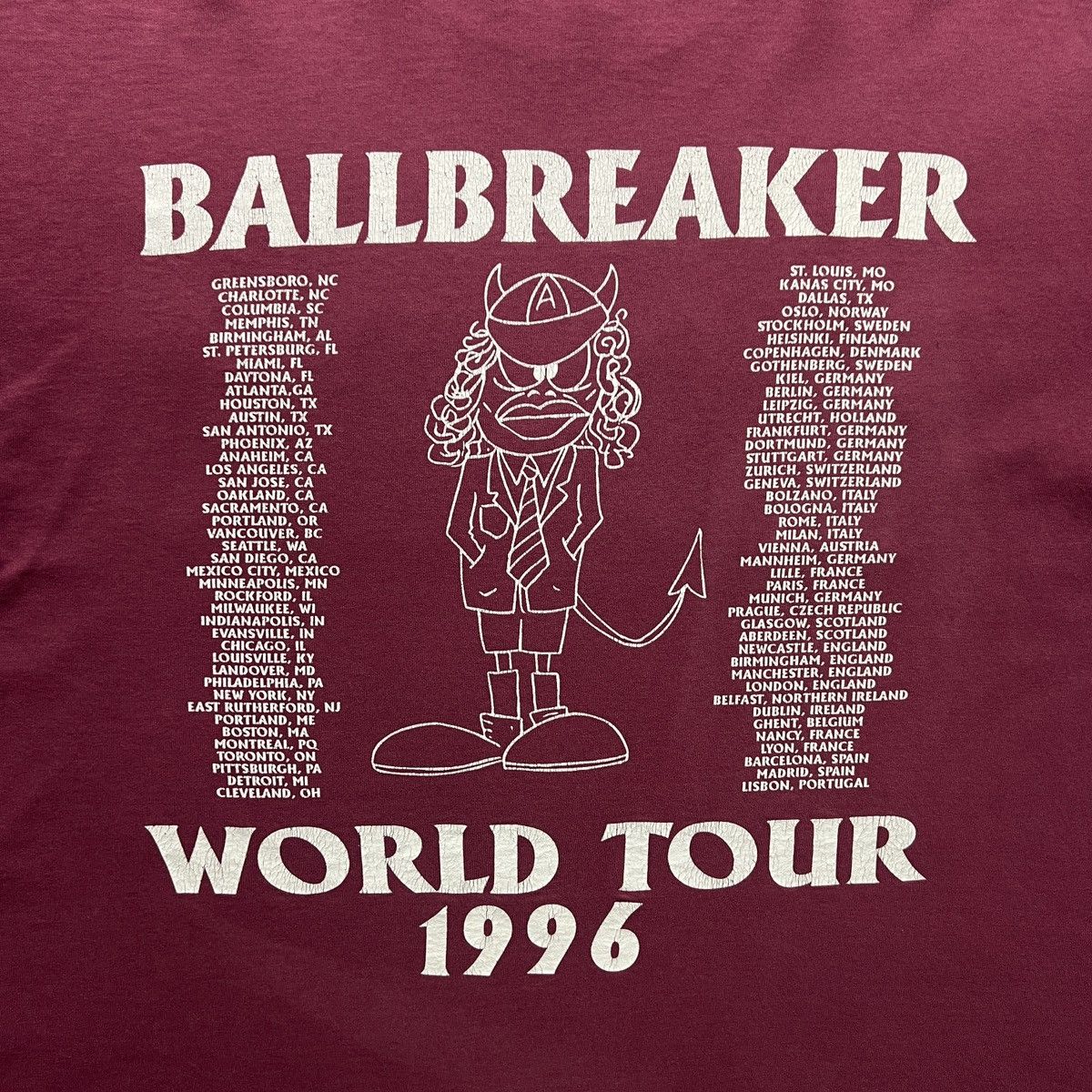 AC/DC × Band Tees × Vintage Boxy Washed Fade T-shirt ACDC Ballbreaker World Tour 1996 Size US XL / EU 56 / 4 - 4 Thumbnail